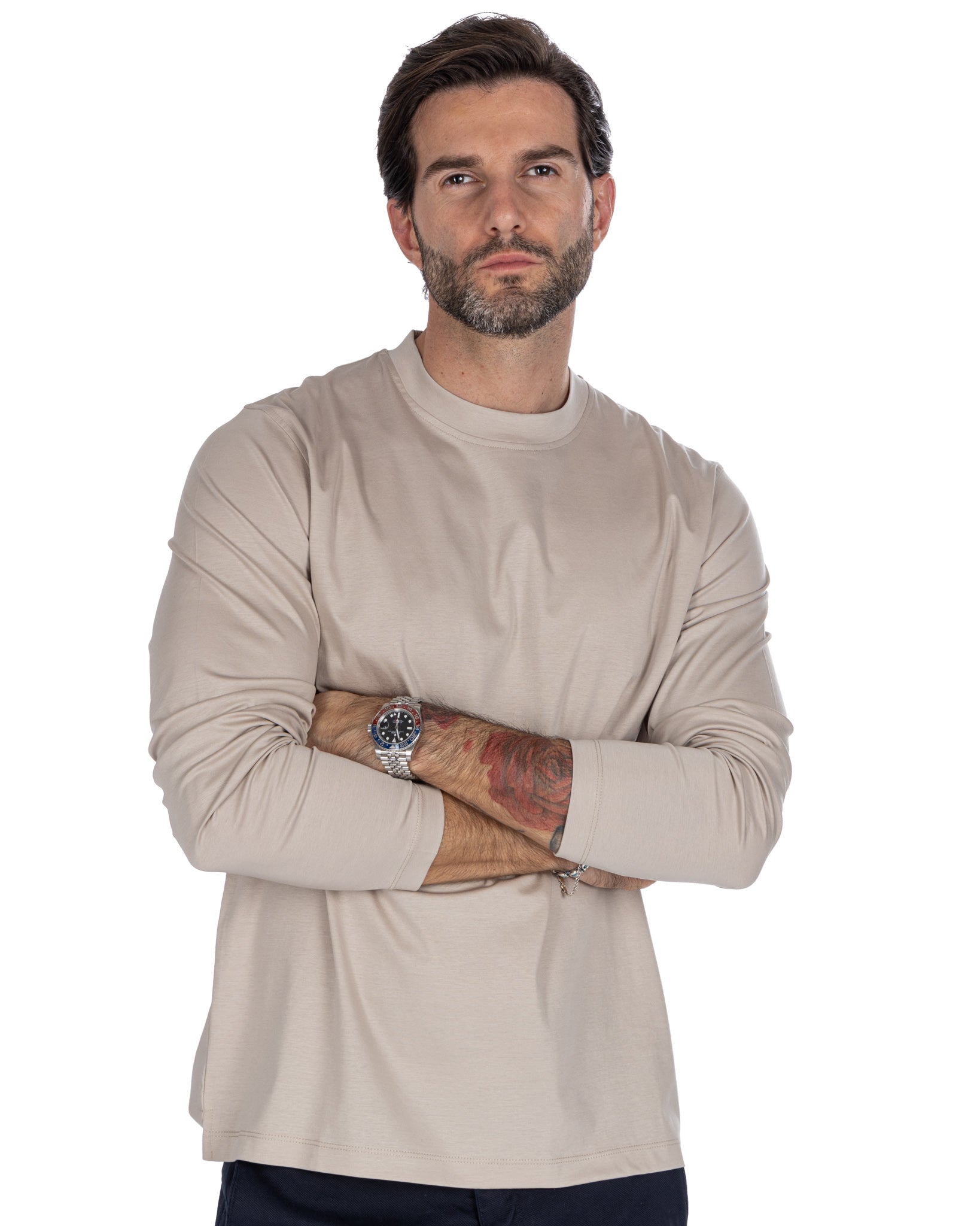 Nimega - beige cotton long sleeve t-shirt