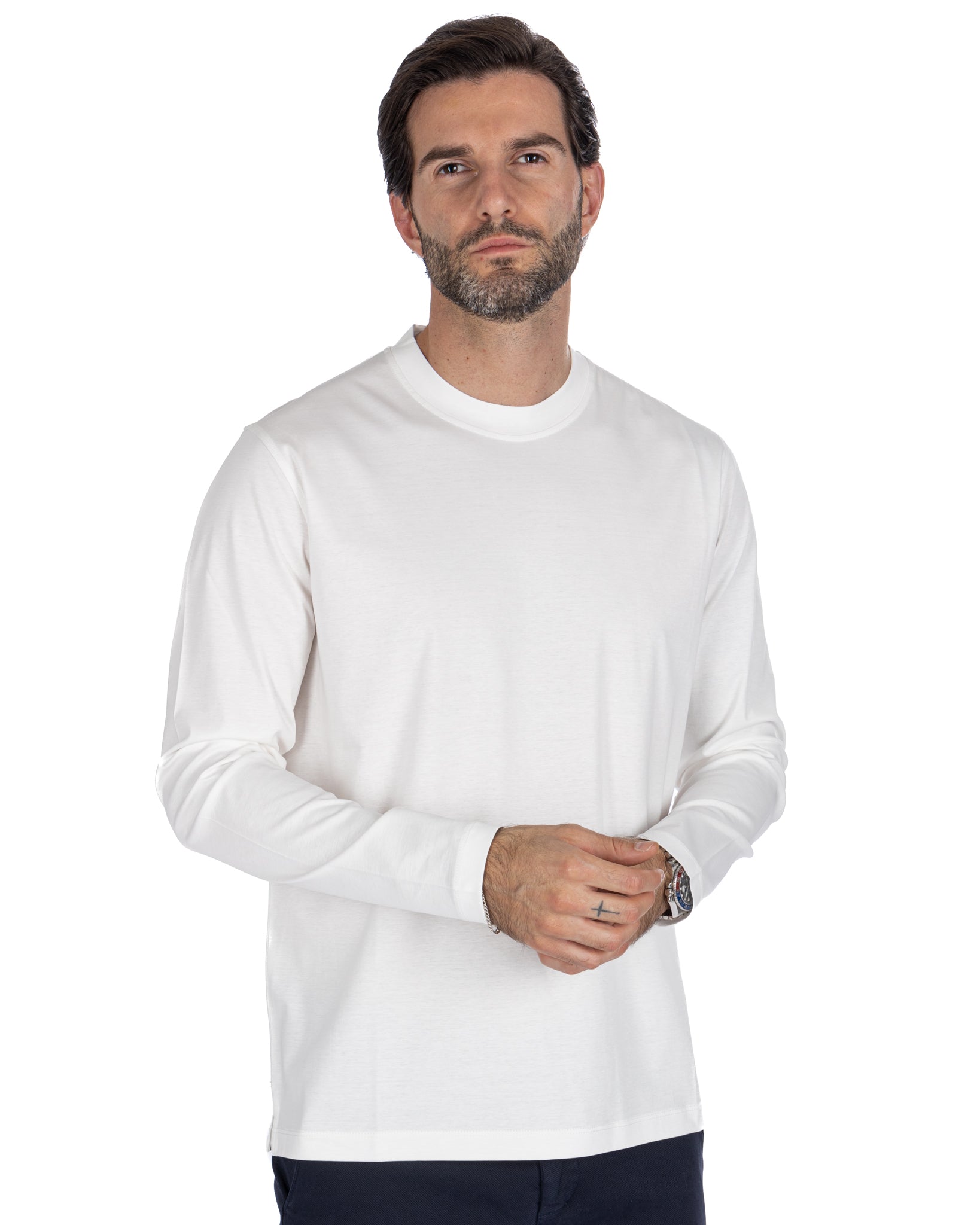 Nimega - t-shirt en coton blanc à manches longues