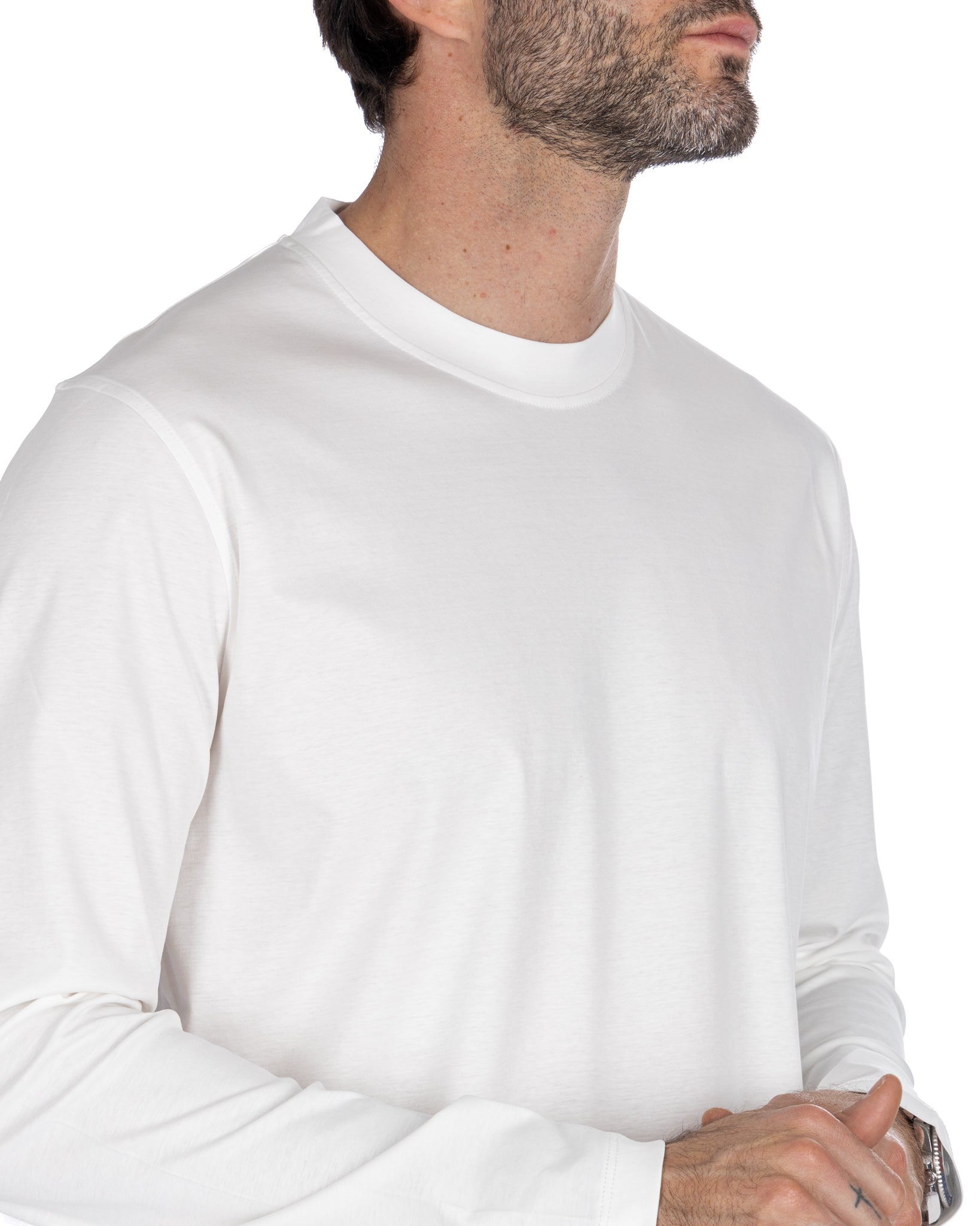 Nimega - t-shirt en coton blanc à manches longues