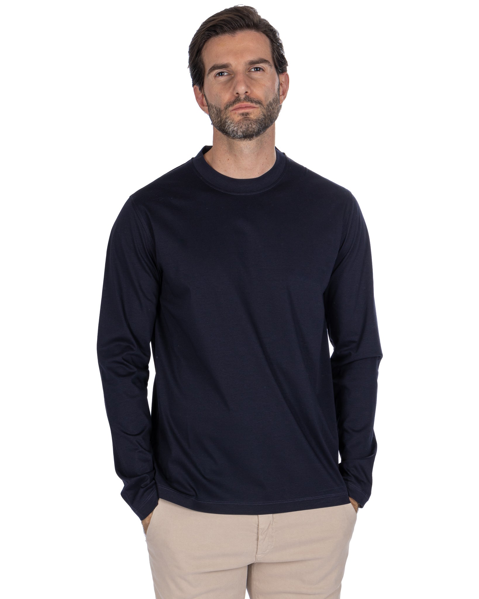 Nimega - blue long sleeve cotton t-shirt