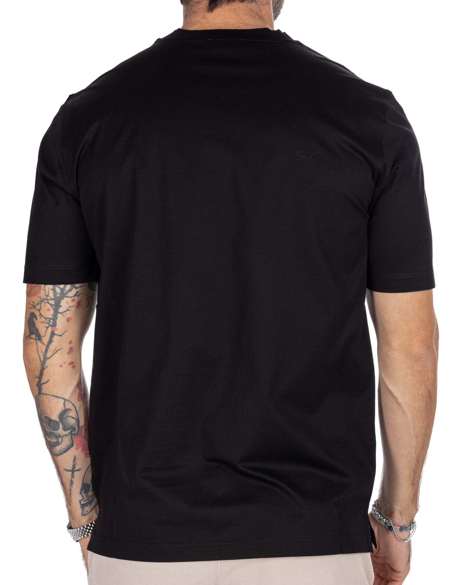 Stirling - t-shirt nera in filo di scozia