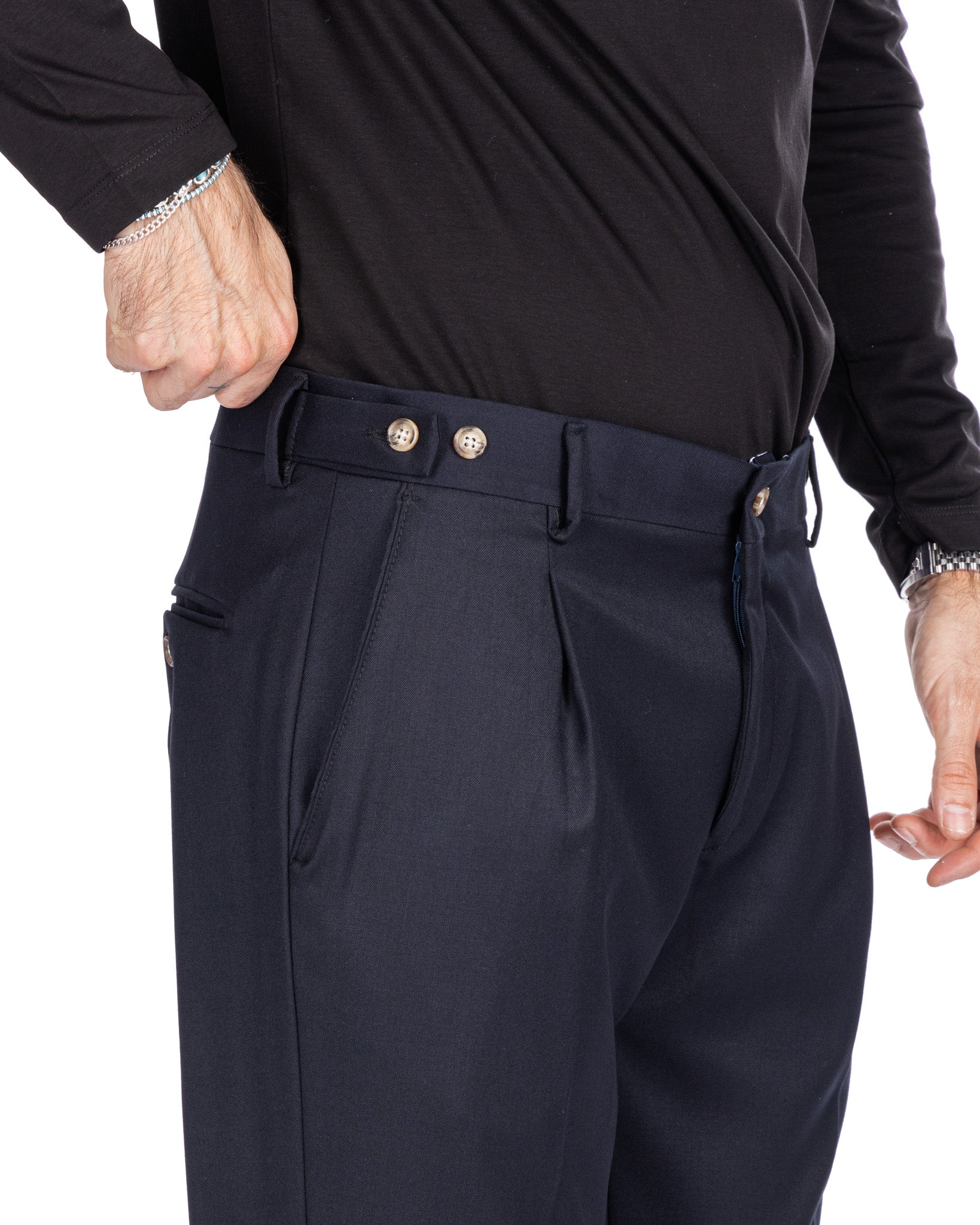 Fasano - pantalone con pince blu