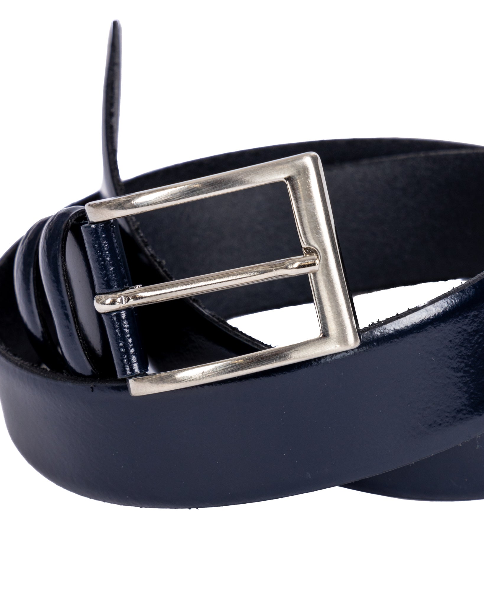 Anghiari - ceinture bleue en cuir semi-brillant