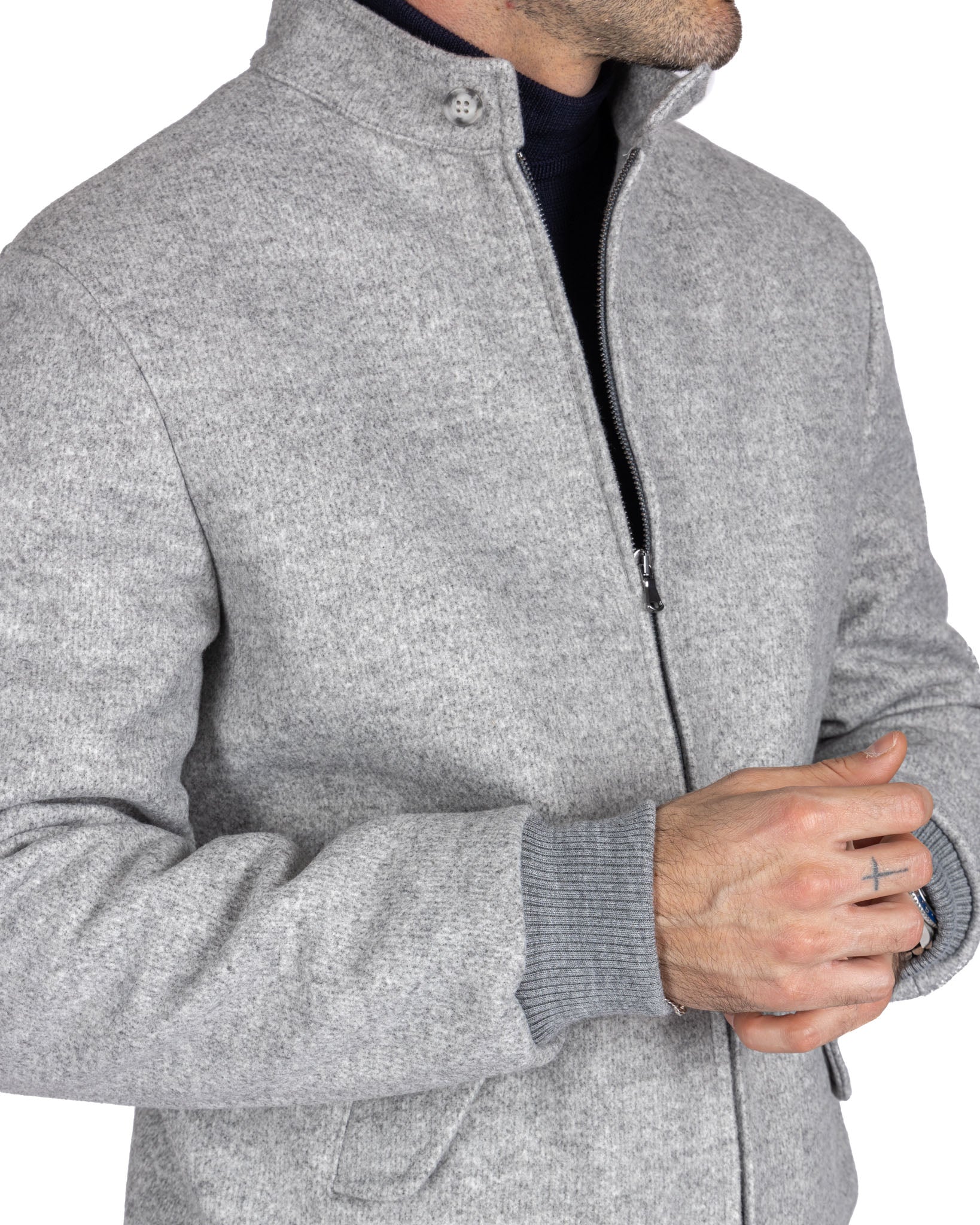 Ivo - bomber con zip in panno grigio