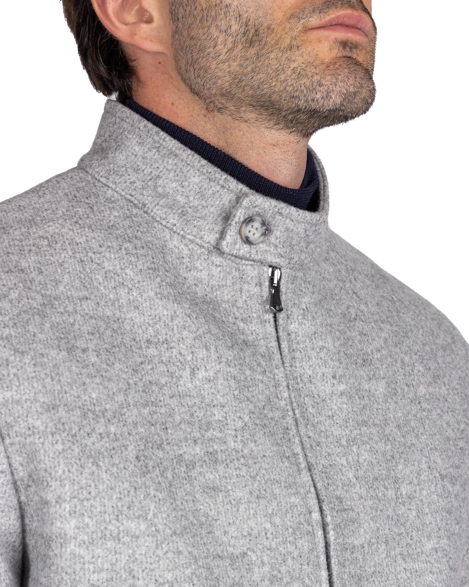 Ivo - bomber con zip in panno grigio