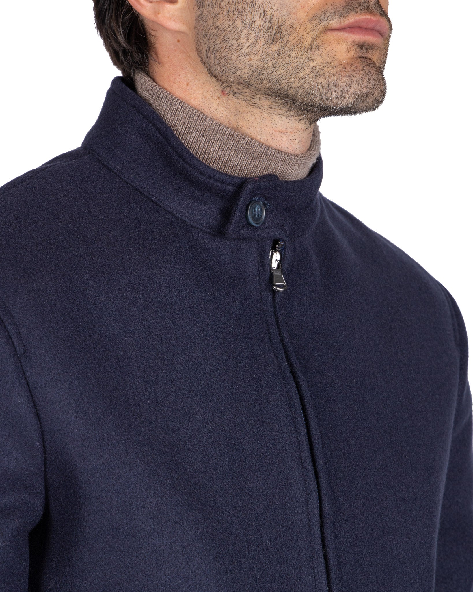 Ivo - bomber con zip in panno blu