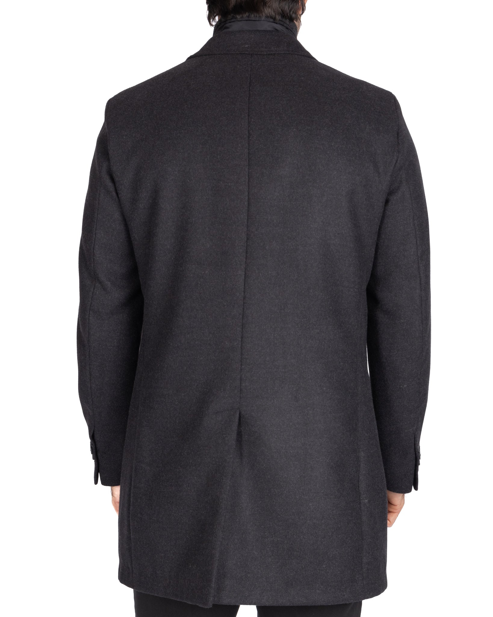 Silvain - manteau droit avec plastron anthracite