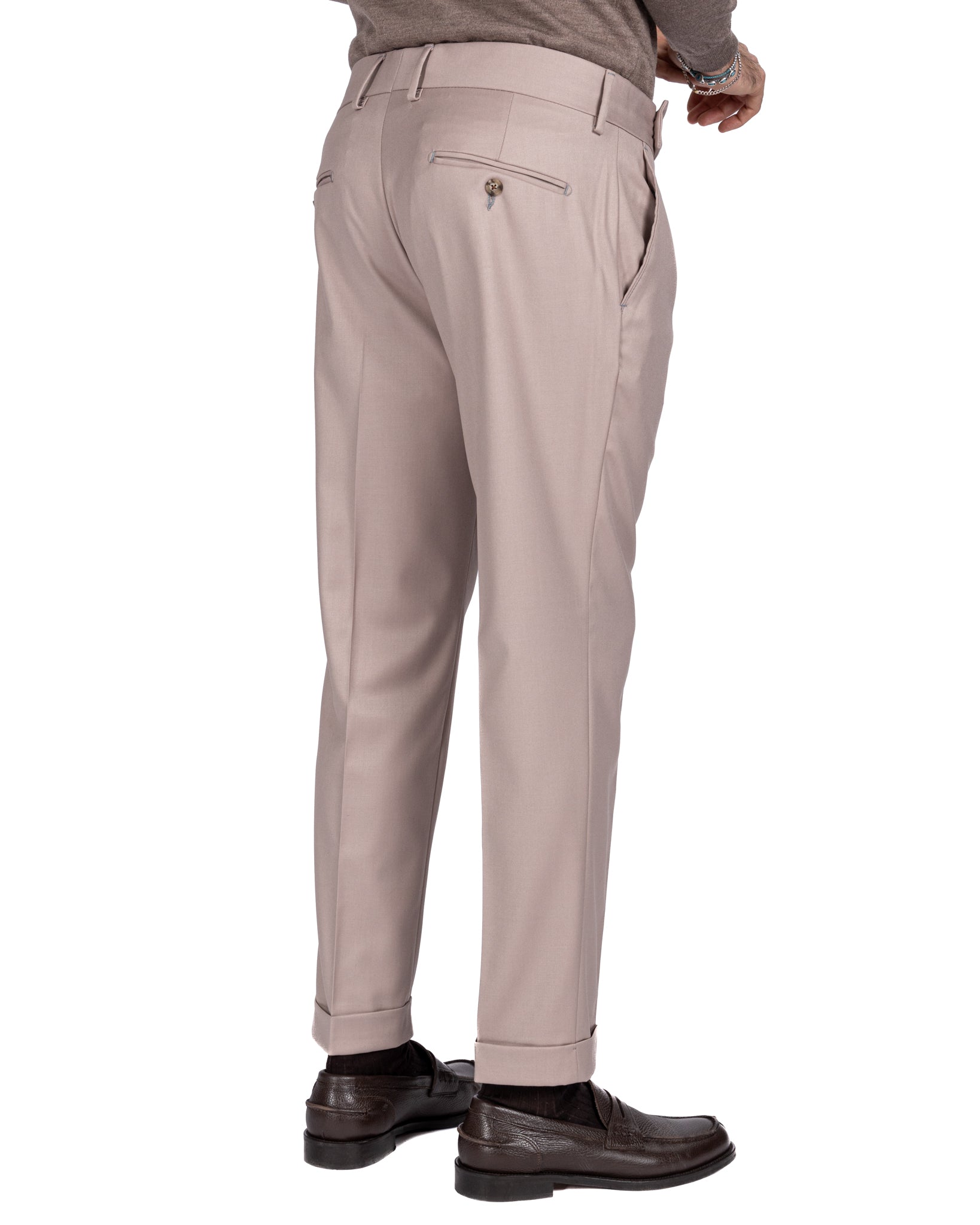 Lucca - pantalone vita alta beige