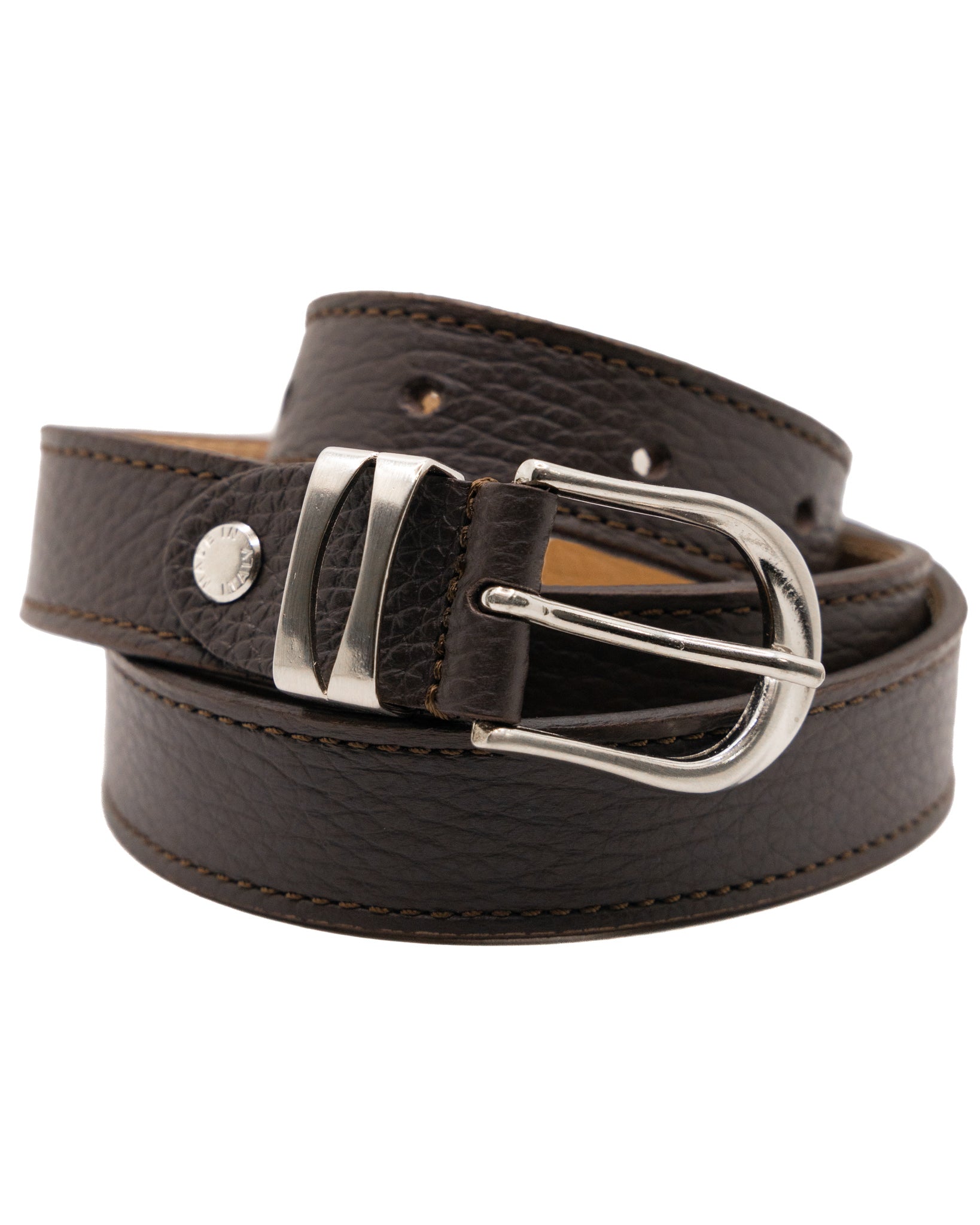 Siena - dark brown hammered leather belt