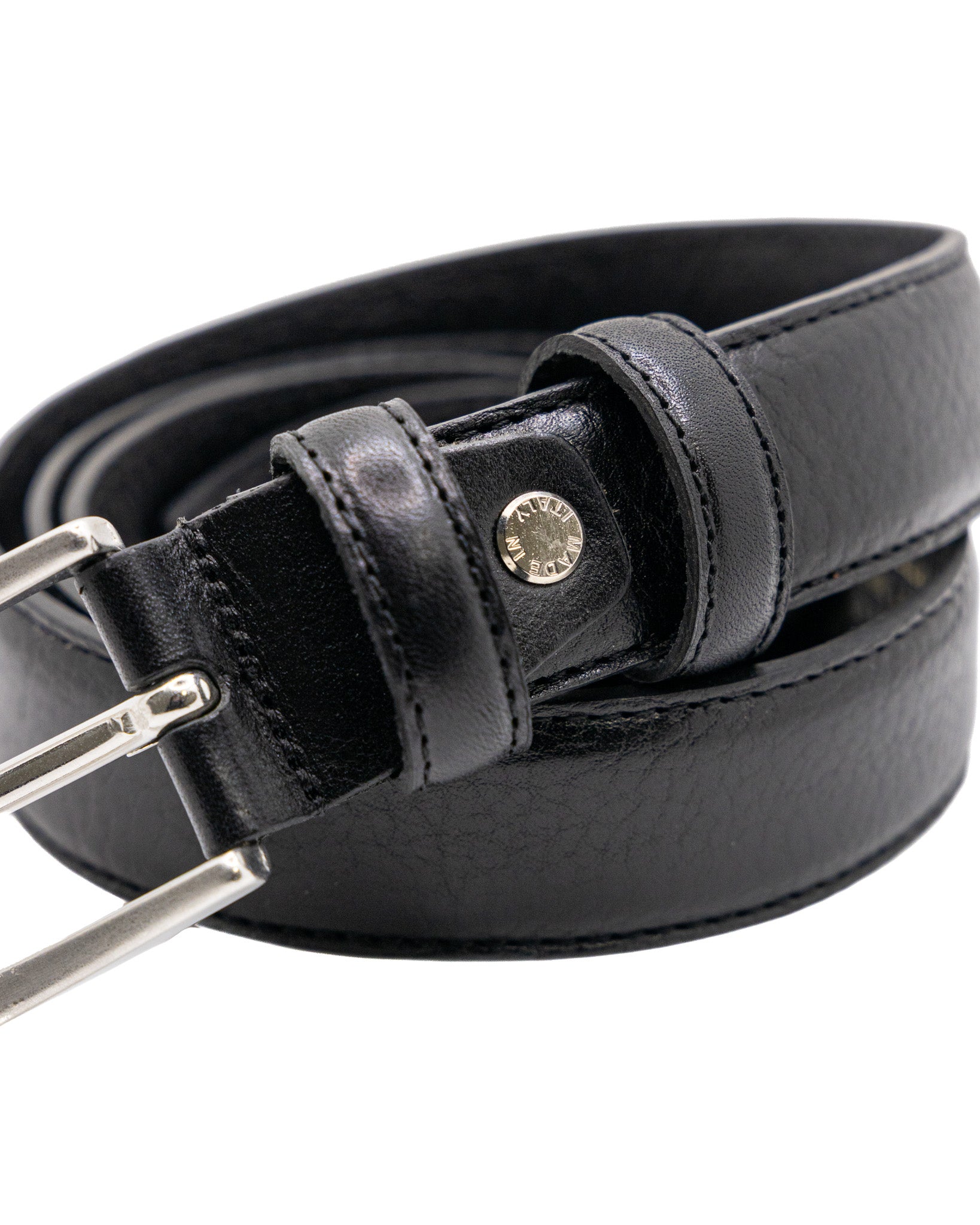 Empoli - ceinture en cuir martelé noir