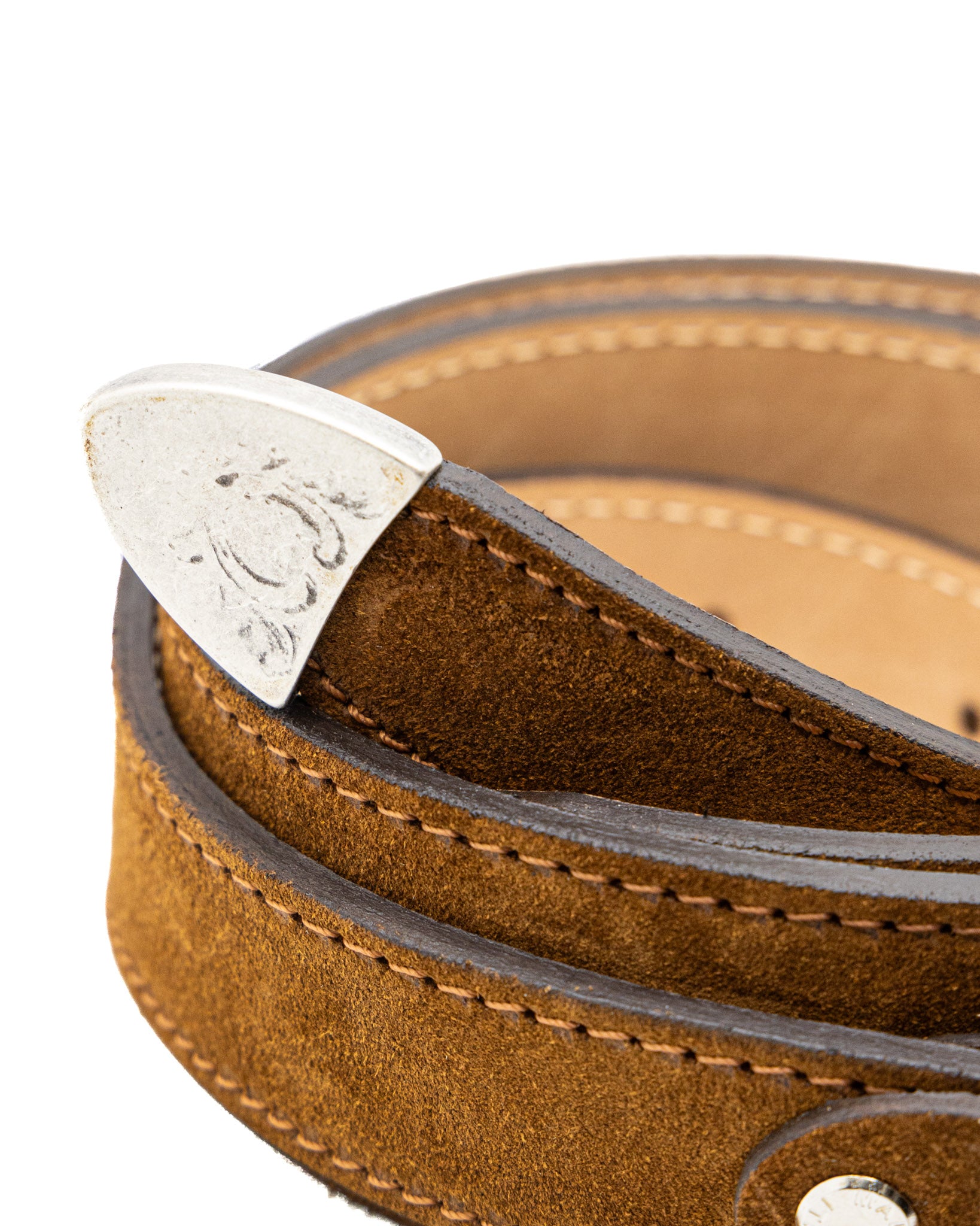 Quirico - camel jewel belt in suede