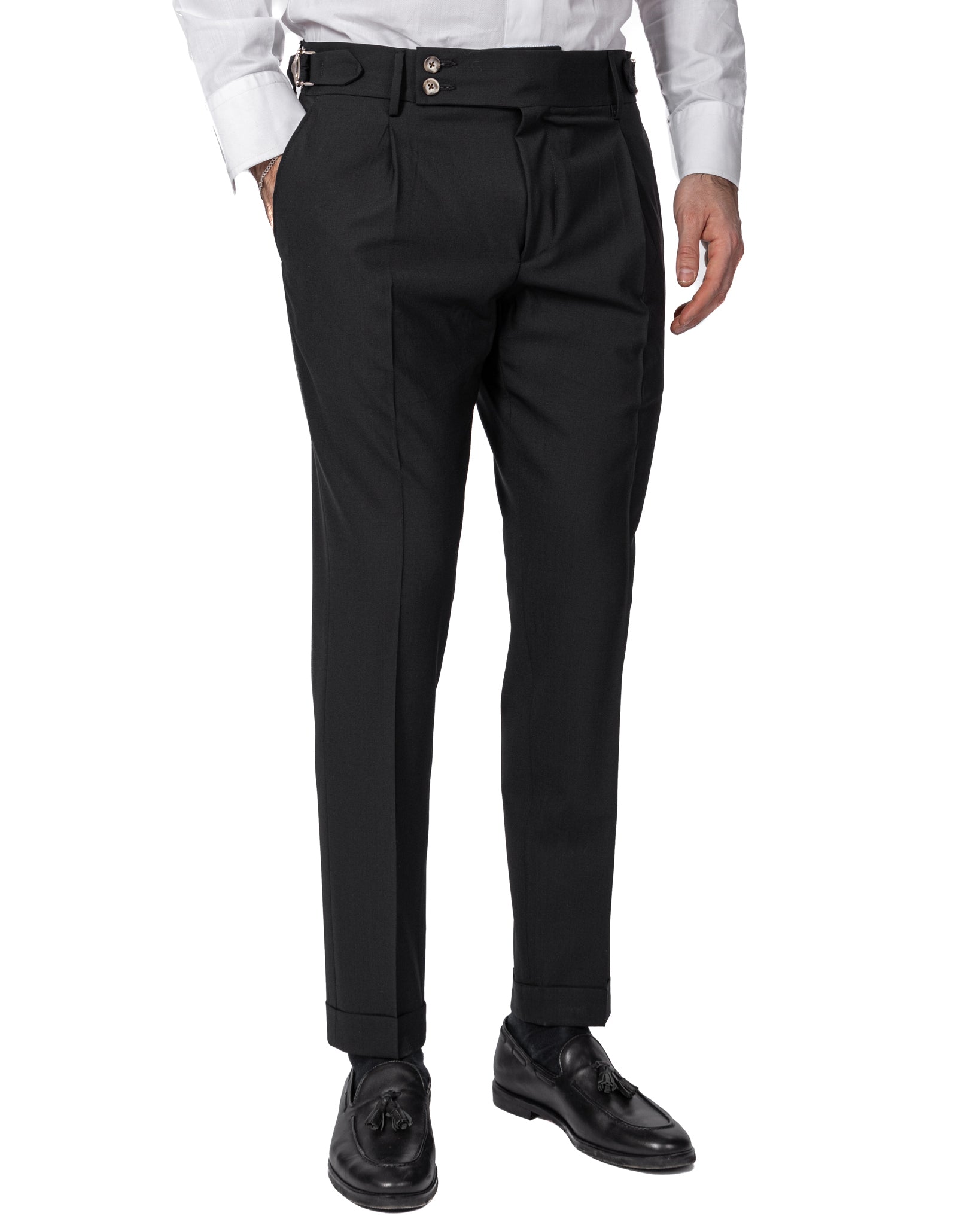 Manhattan - black high-waisted wool trousers