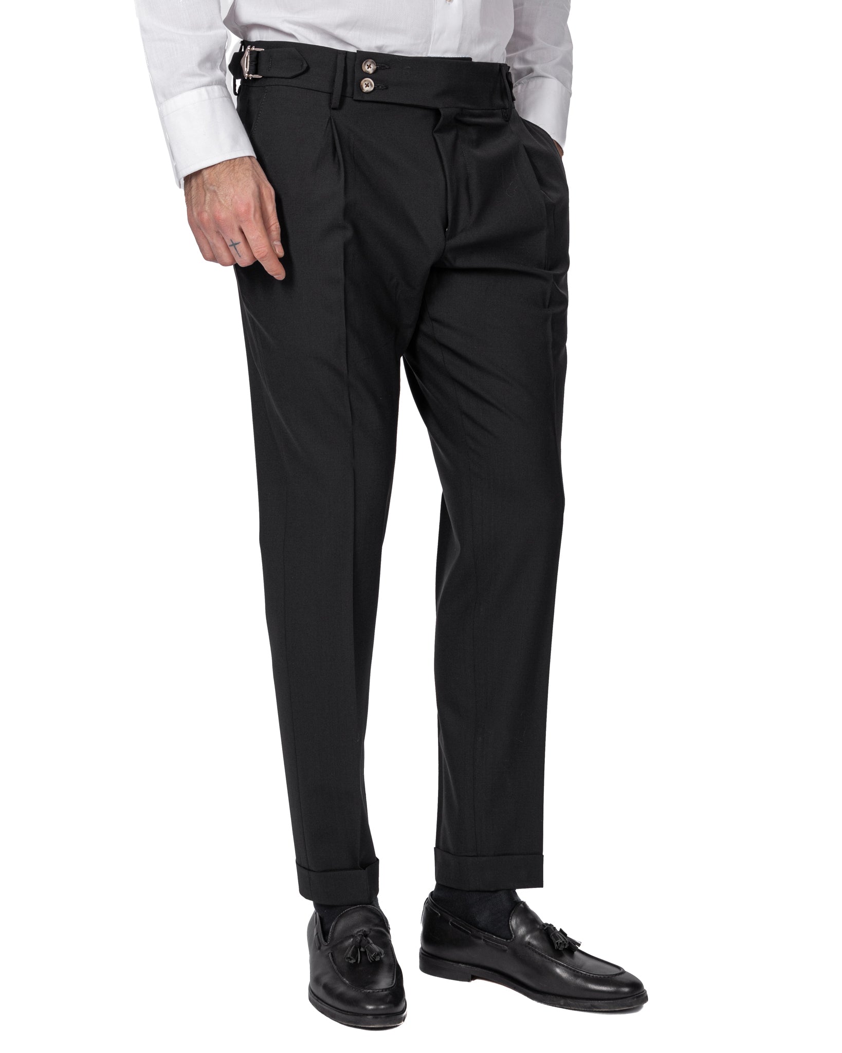 Manhattan - black high-waisted wool trousers