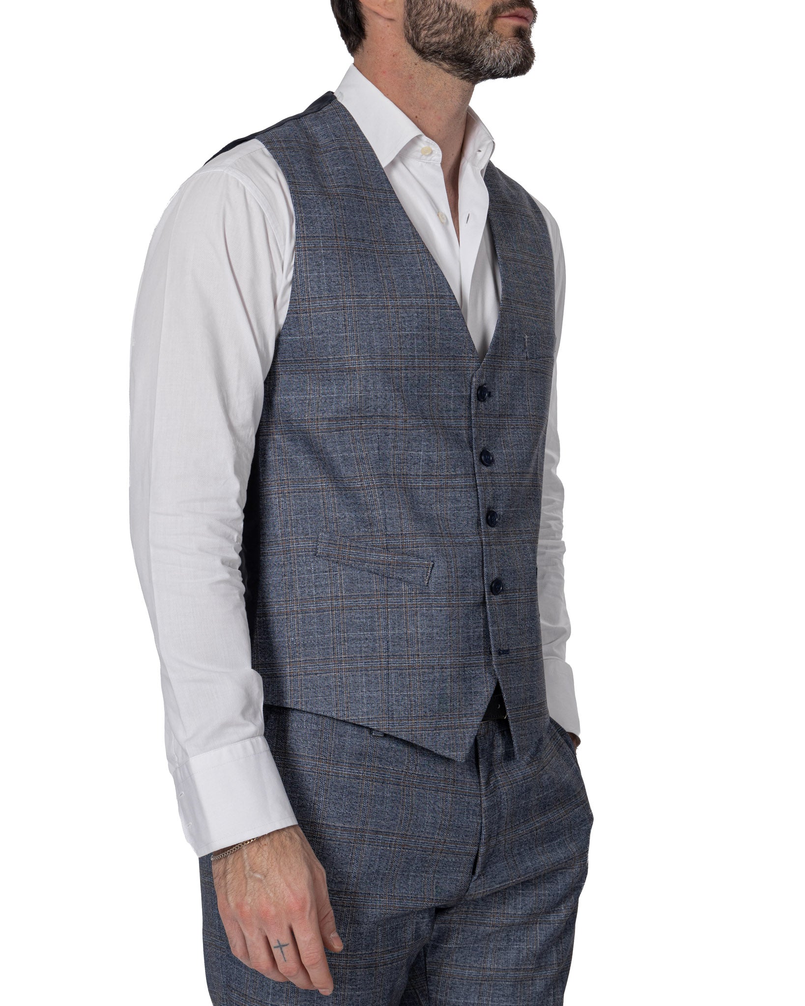 Senales - single-breasted square denim waistcoat