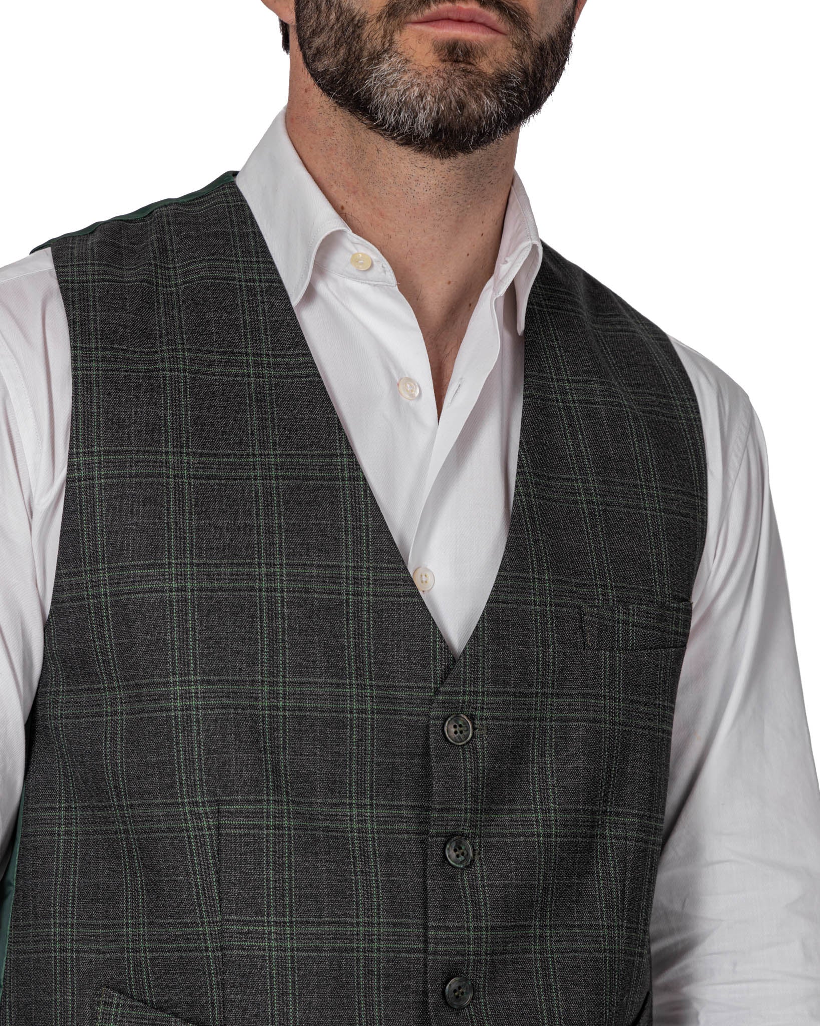 Senales - green square single-breasted waistcoat