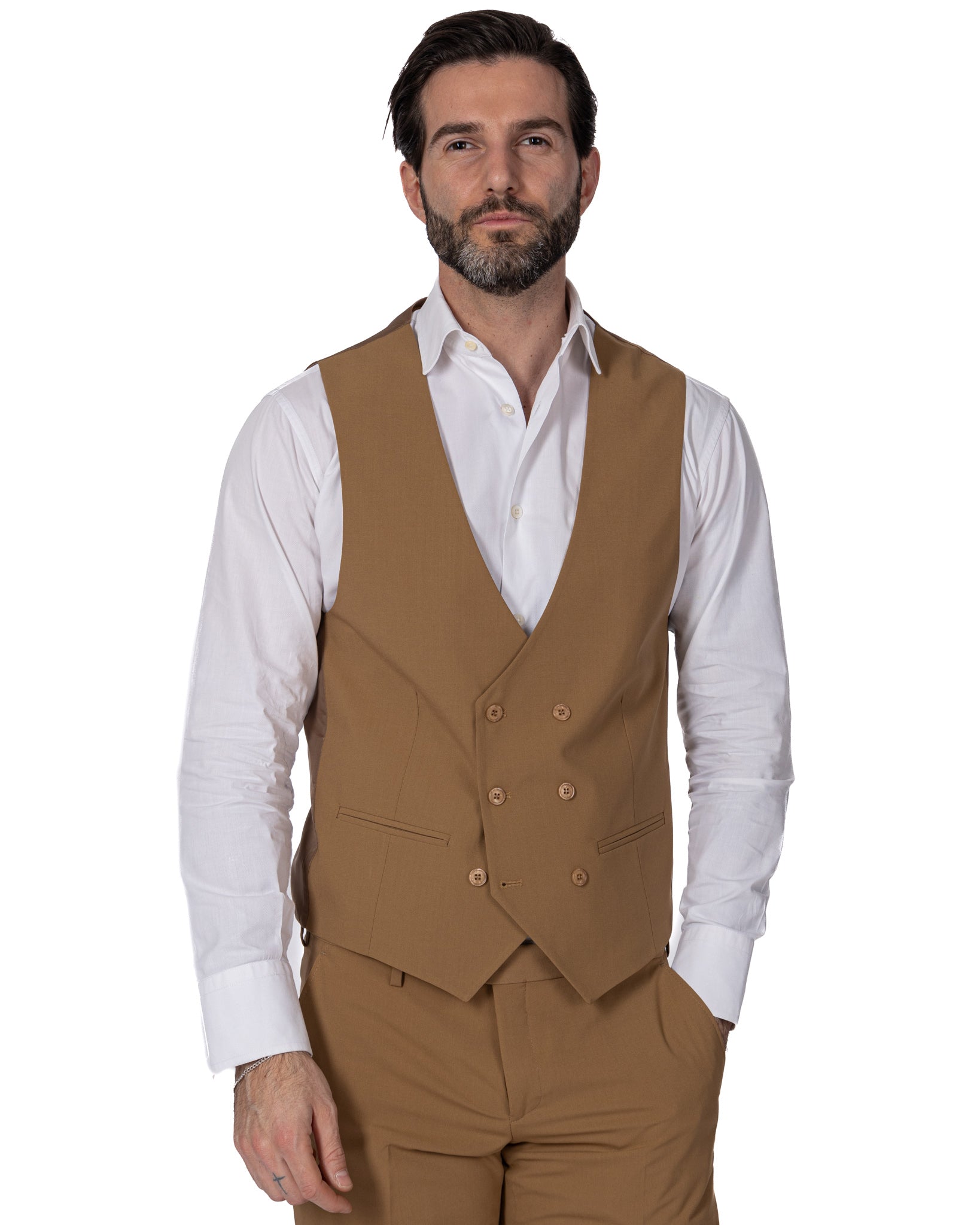 Utrecht - camel double-breasted waistcoat