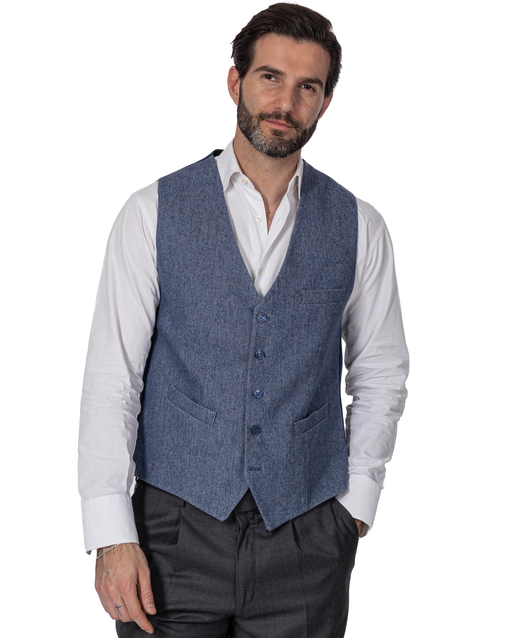 Laives - gilet monopetto spigato blu