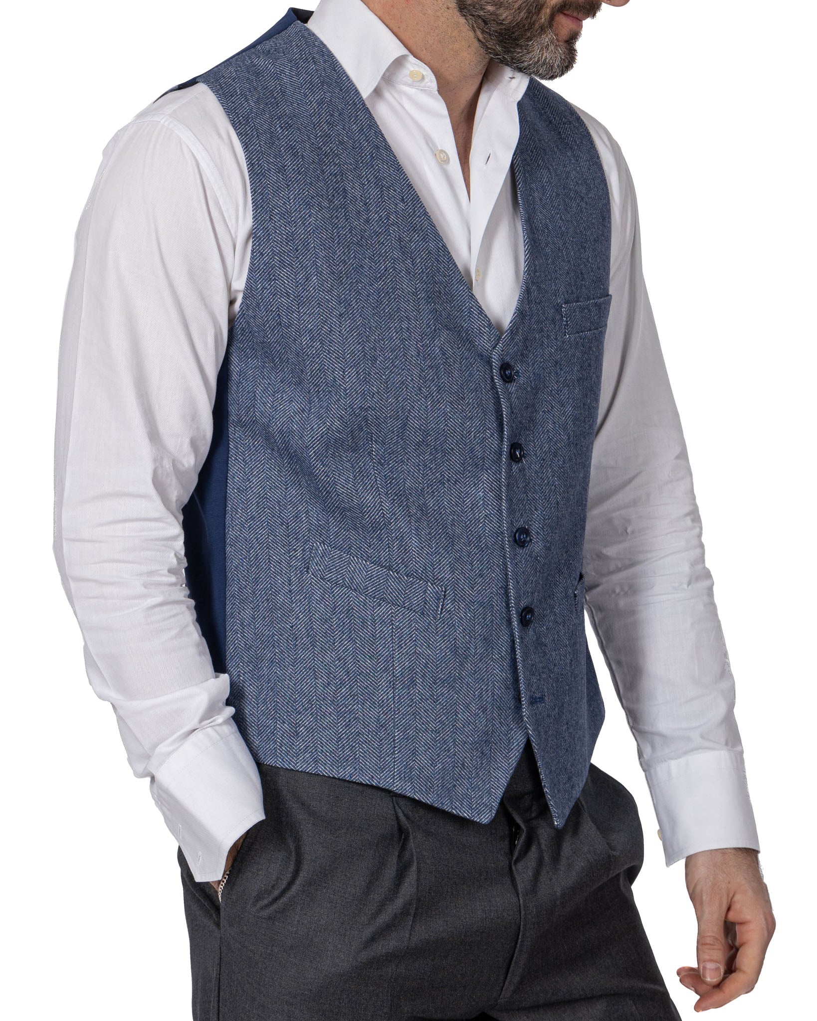 Laives - gilet monopetto spigato blu