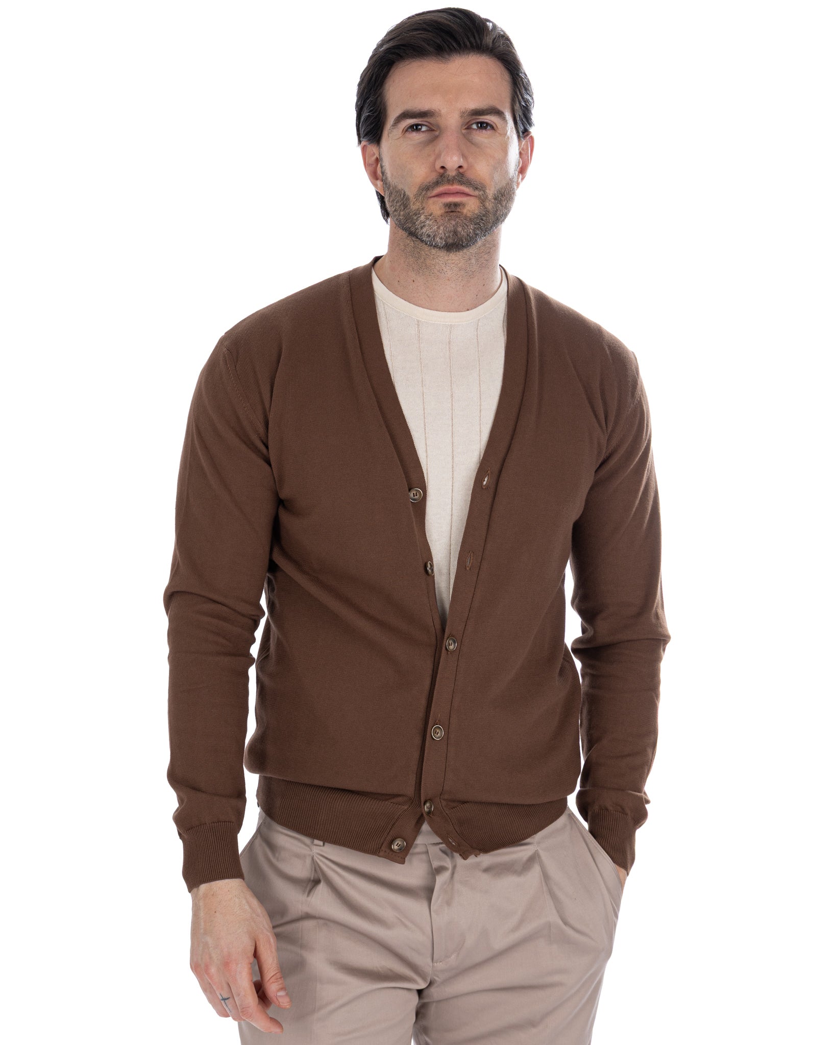 Alex - cardigan tabacco in cotone