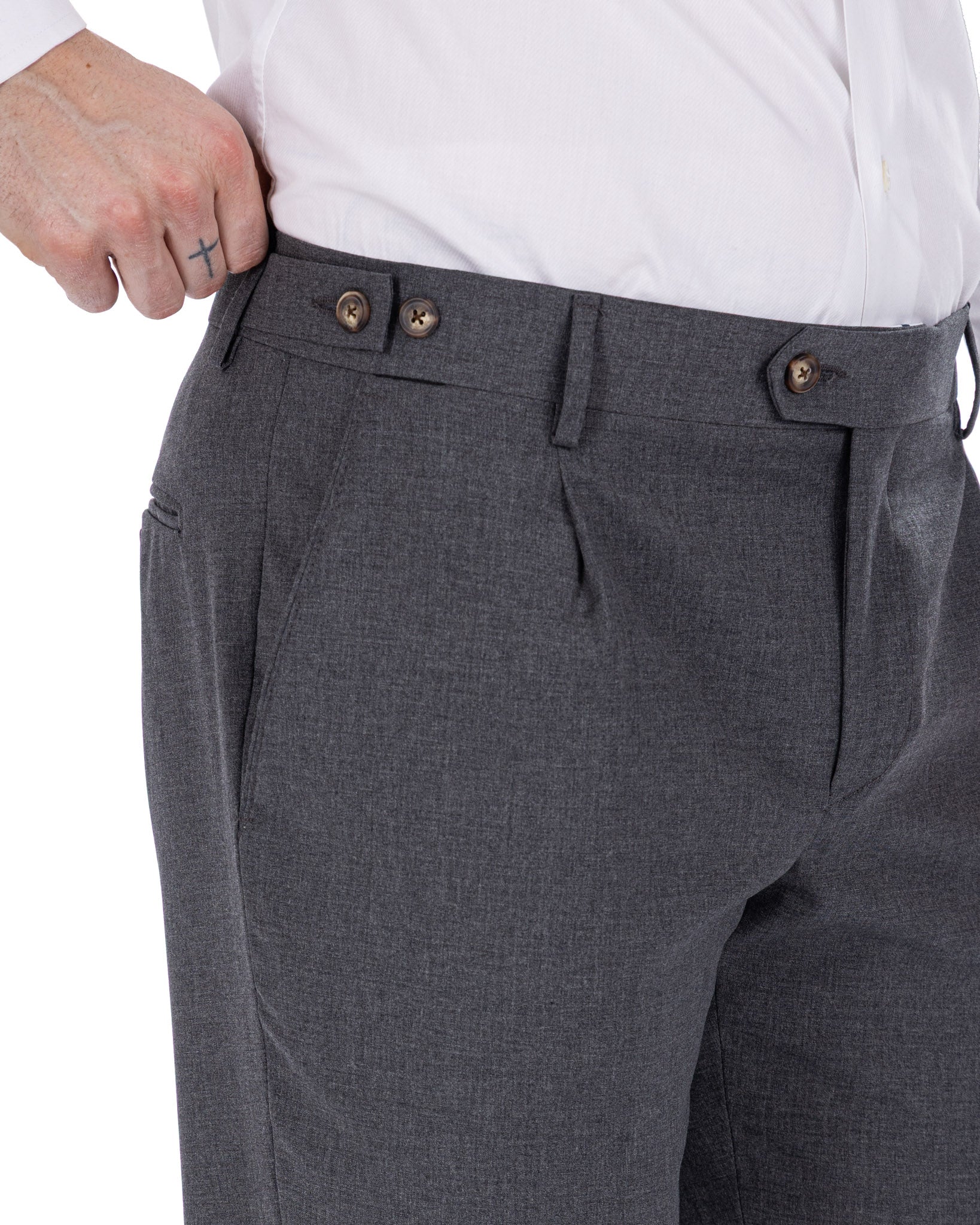 Victor - anthracite wool blend trousers