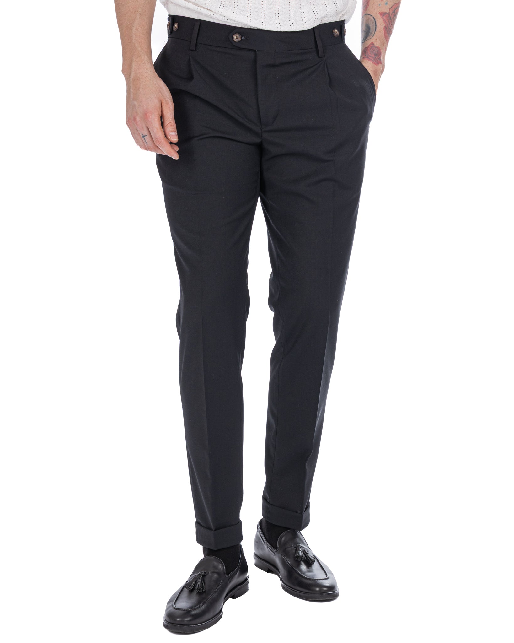 Victor - pantalone in misto lana nero