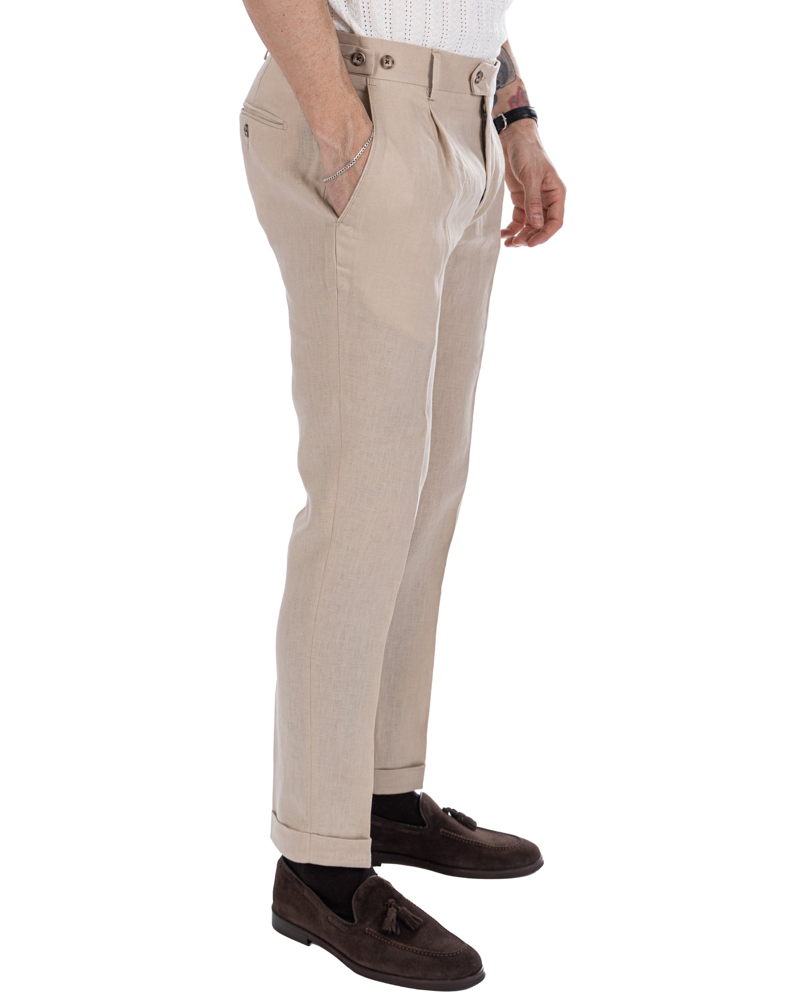 Lev - pantalone in puro lino spago