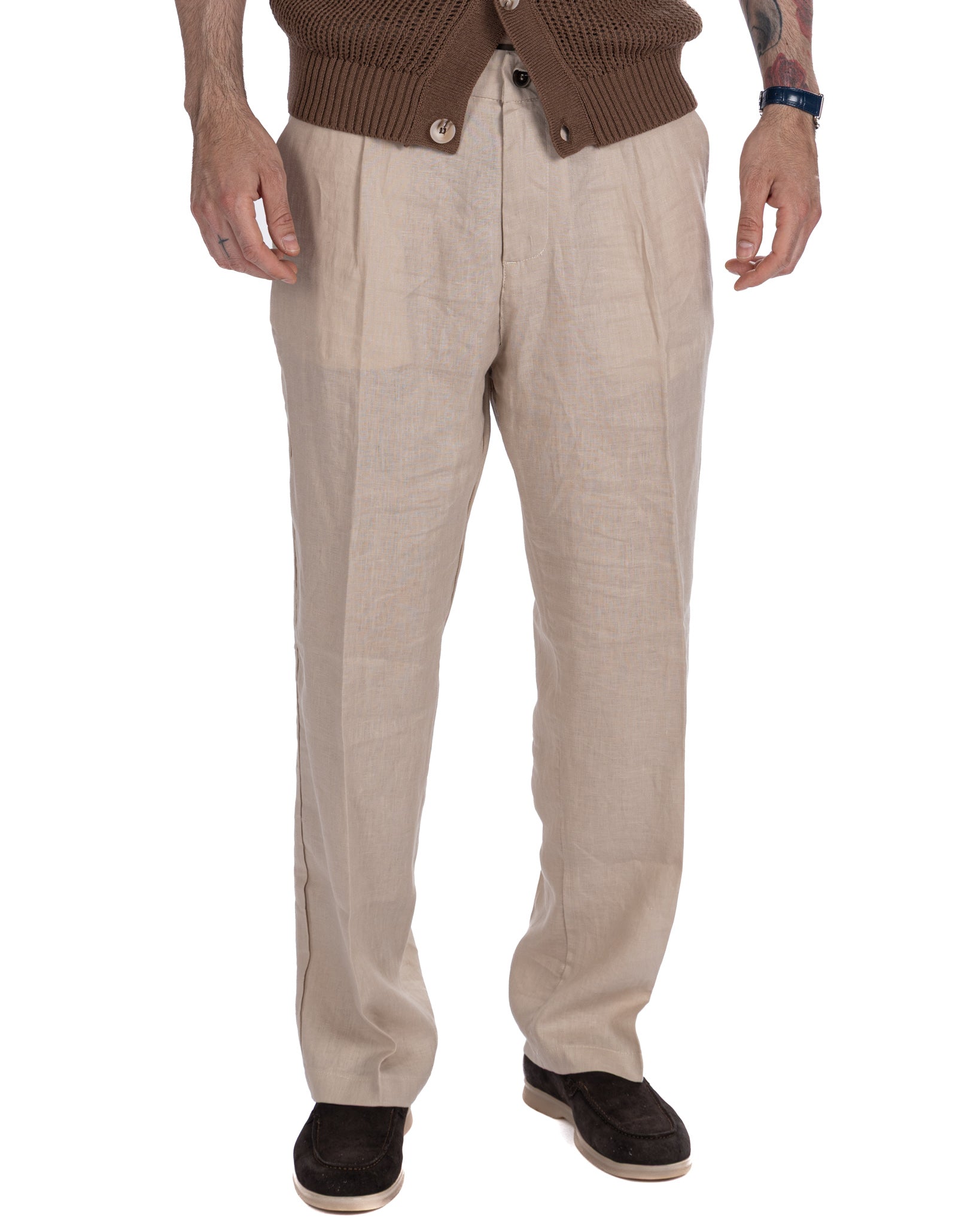 Lucas - wide trousers in pure linen string