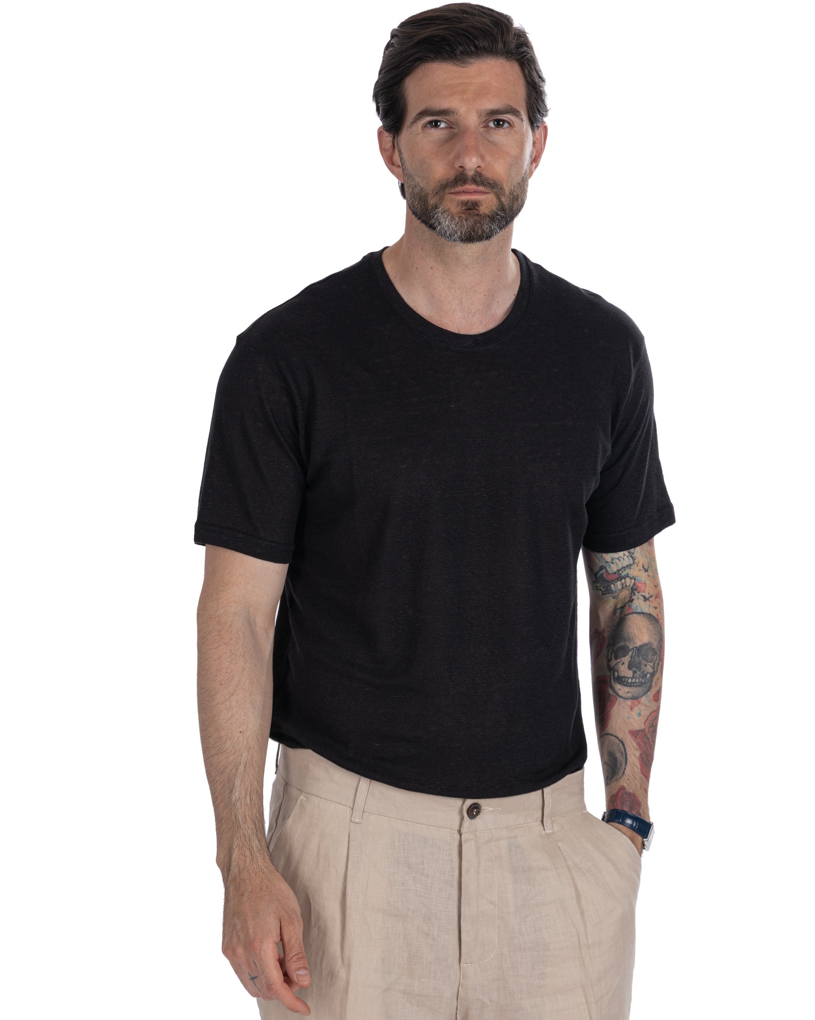 Felix - t-shirt oversize en lin noir