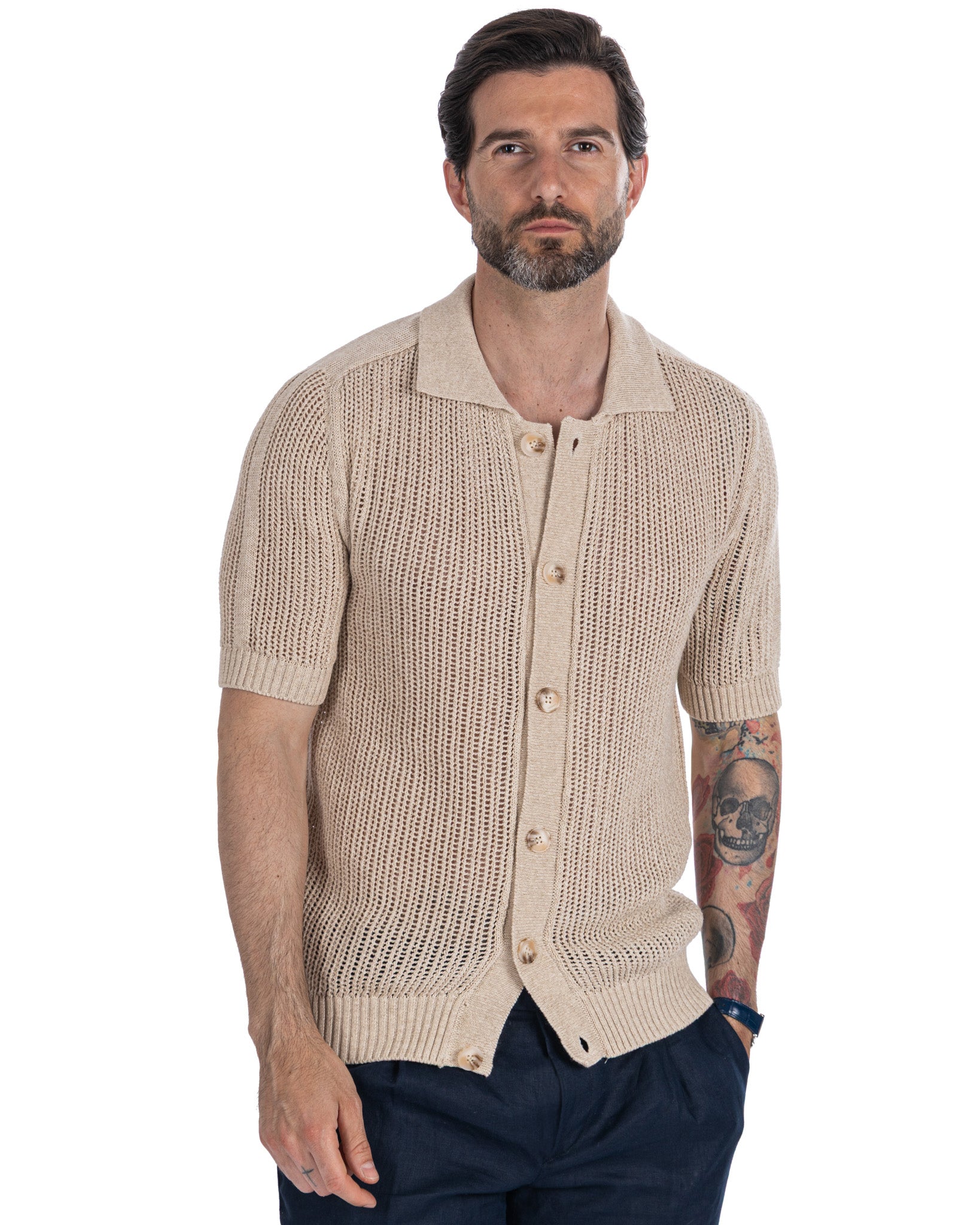 Culebrita - beige perforated shirt