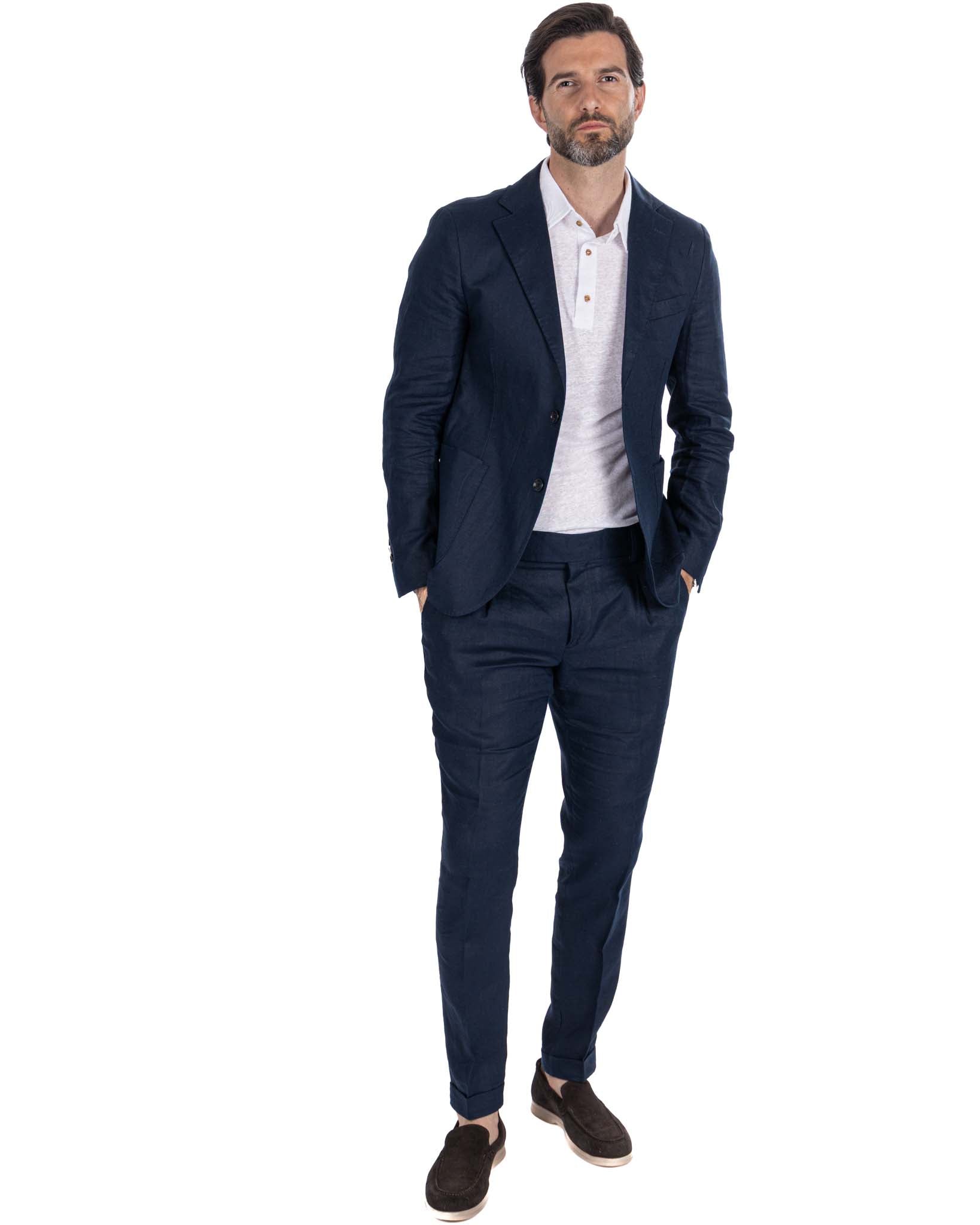 Bitonto - completo in lino blu