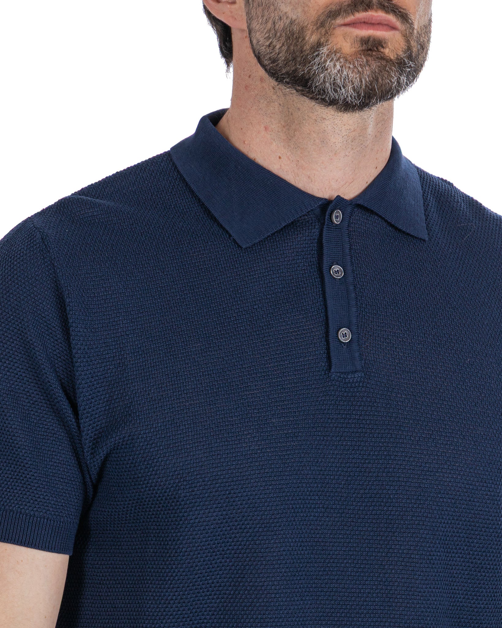 Rod - polo en maille nid d'abeille bleu