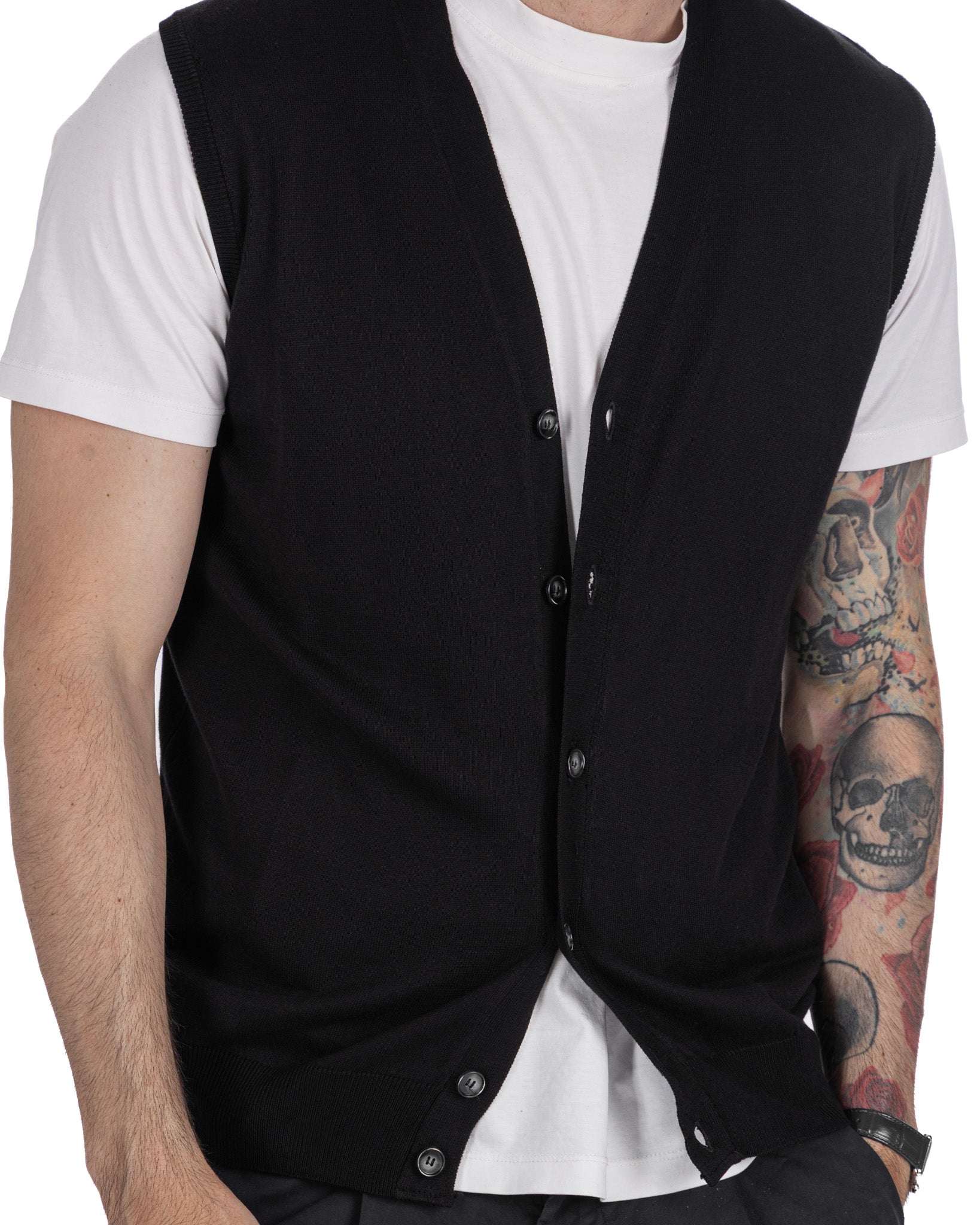 Logan - gilet tricoté en coton noir