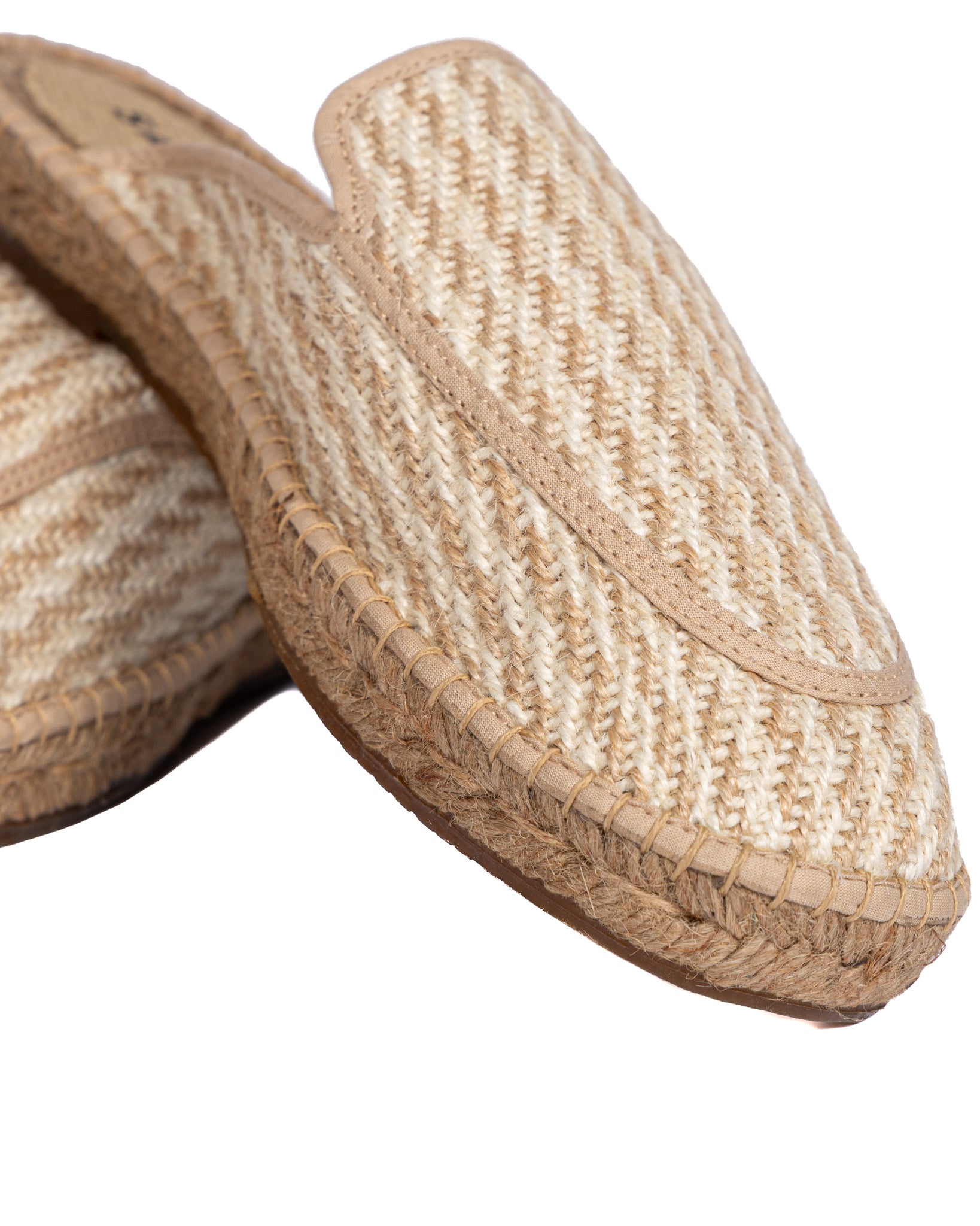 Polignano - beige woven espadrilles mules