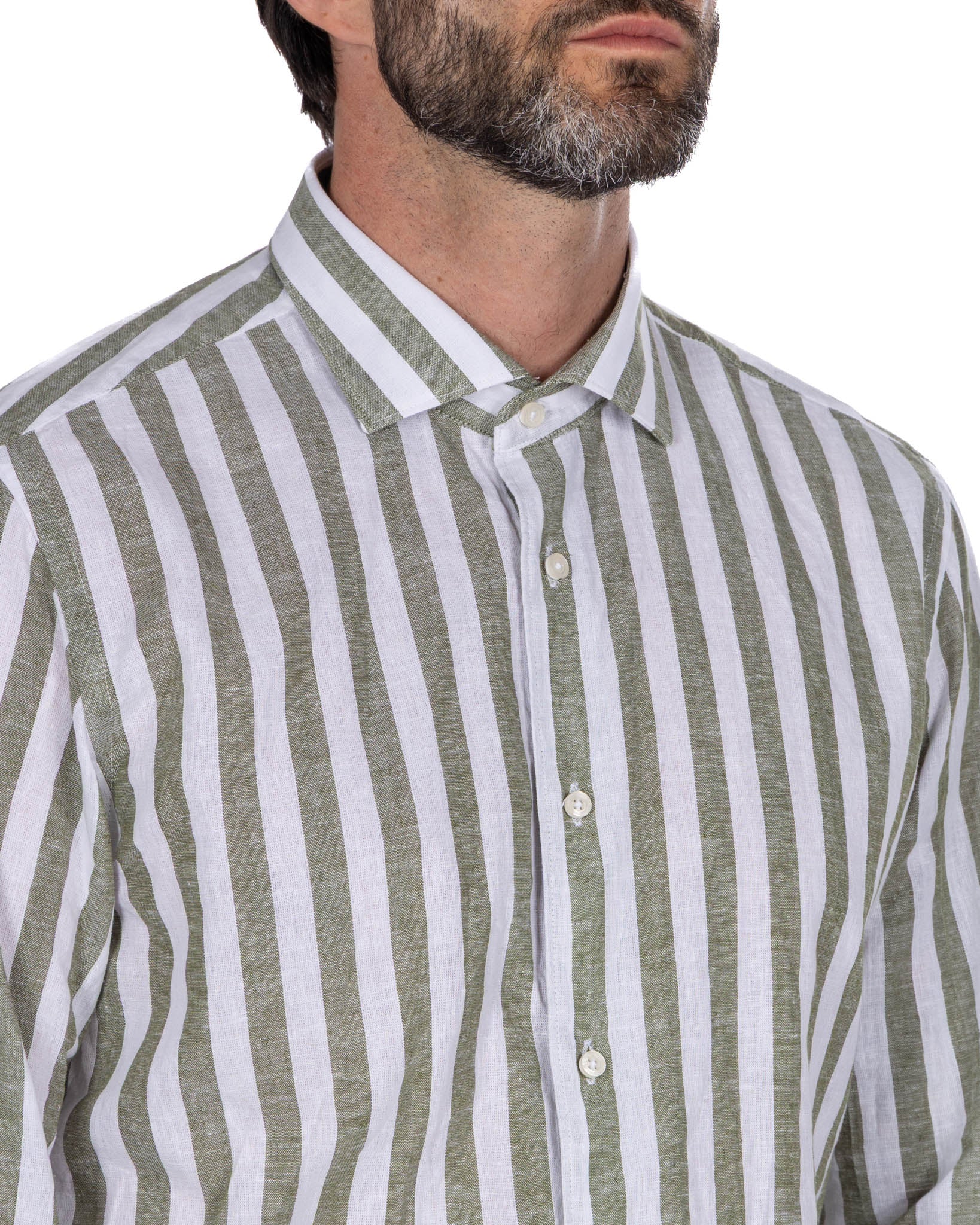Eze - Military Striped Linen Blend Shirt