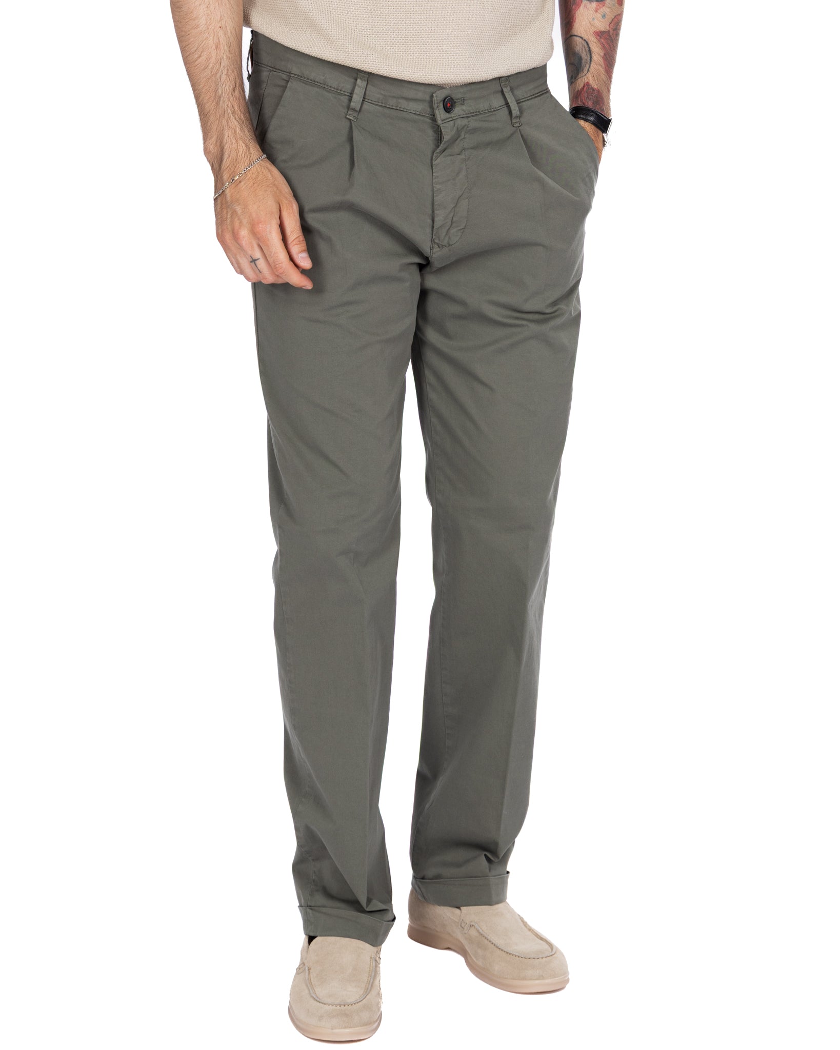 Seath - Pantalon militaire en coton à jambe large