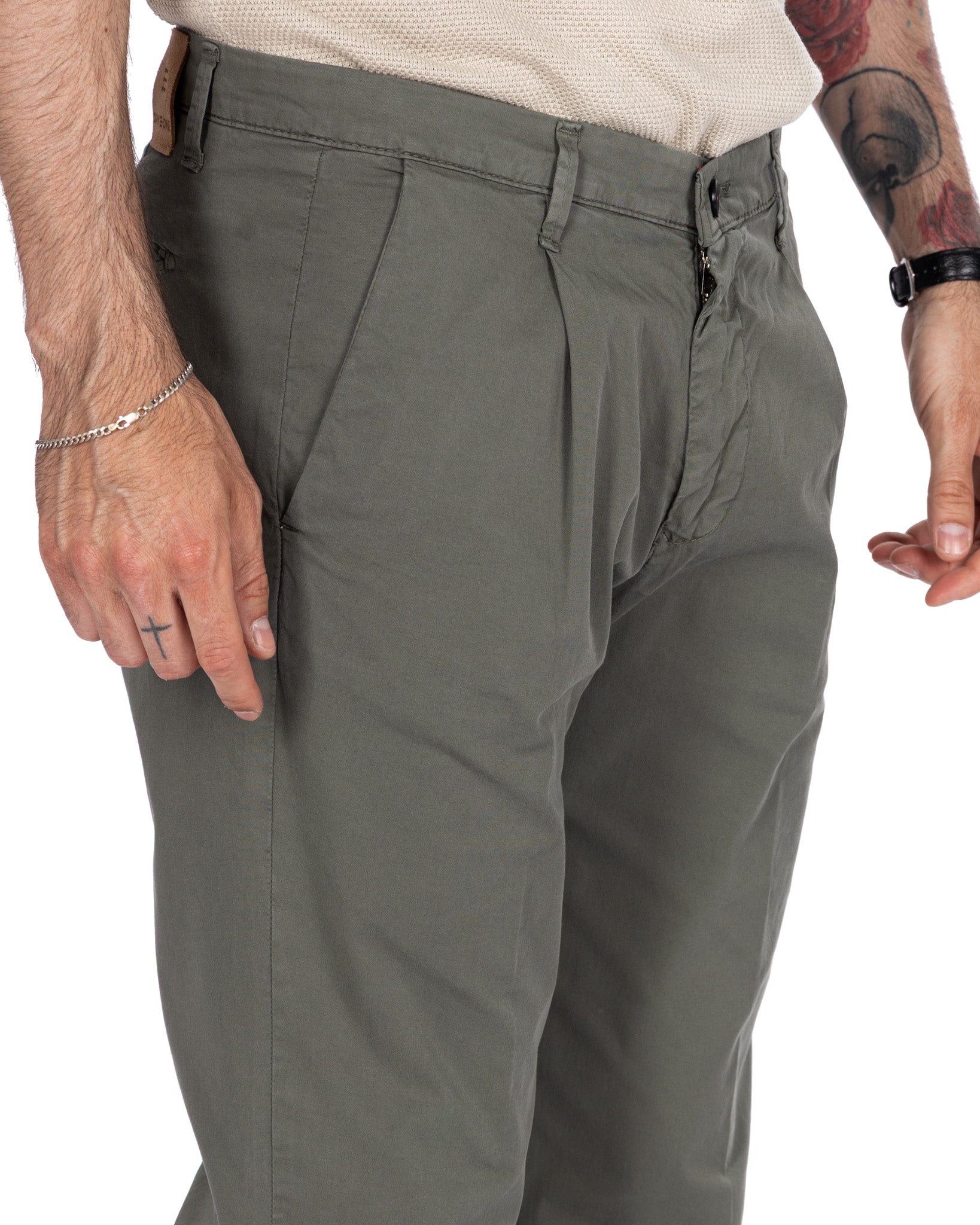 Seath - Pantalon militaire en coton à jambe large