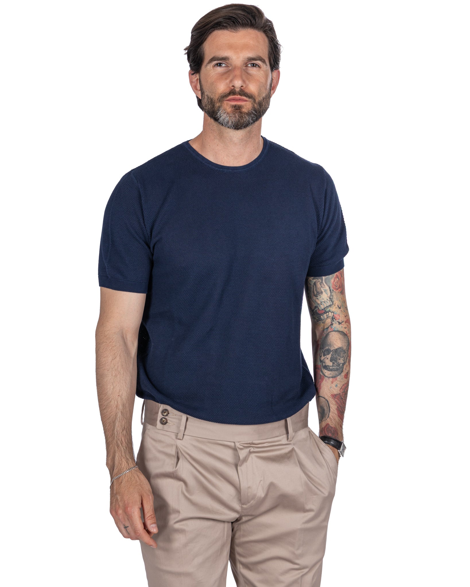 Luciano - blue honeycomb mesh t-shirt