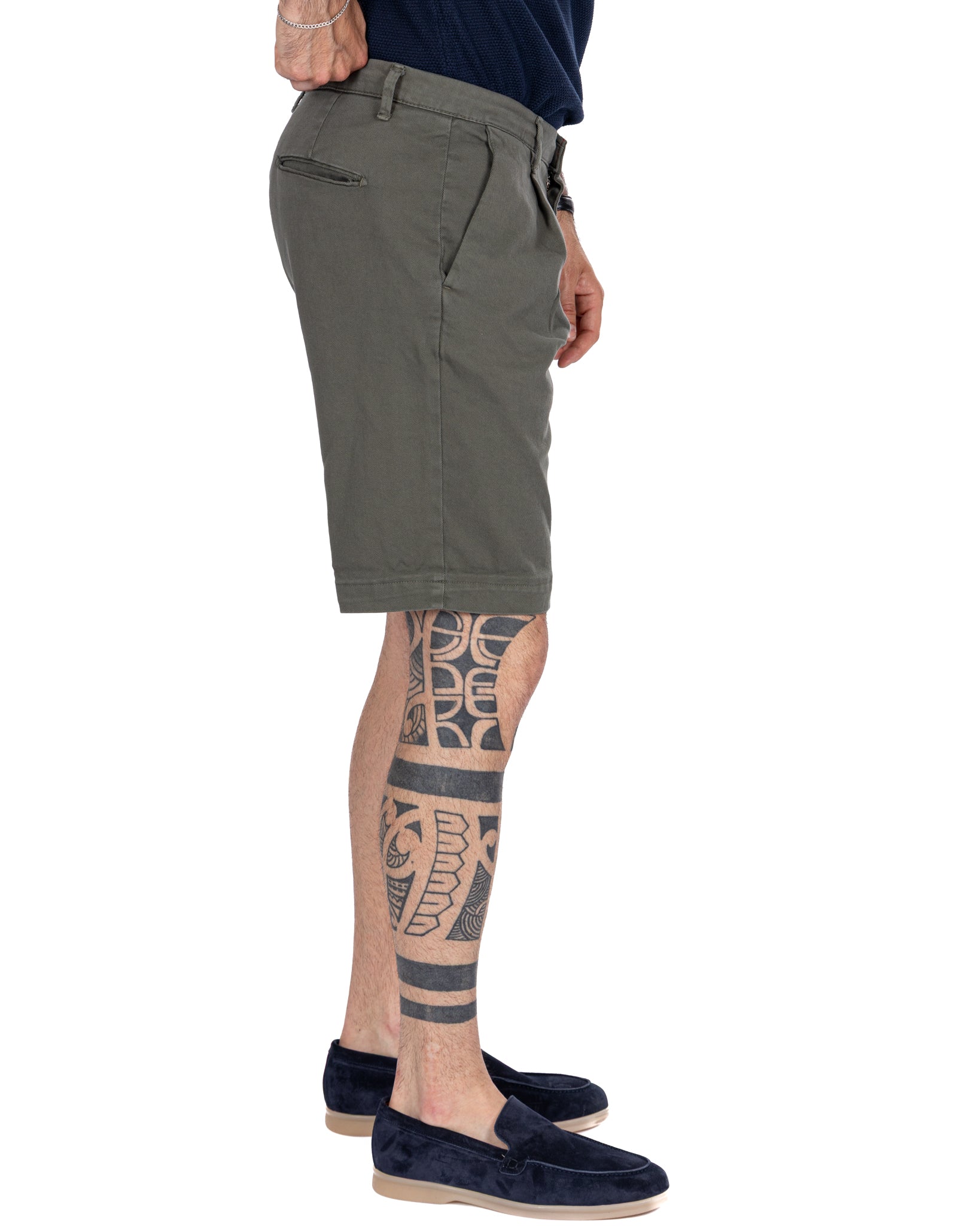 Easton - bermuda militare vita alta con pinces