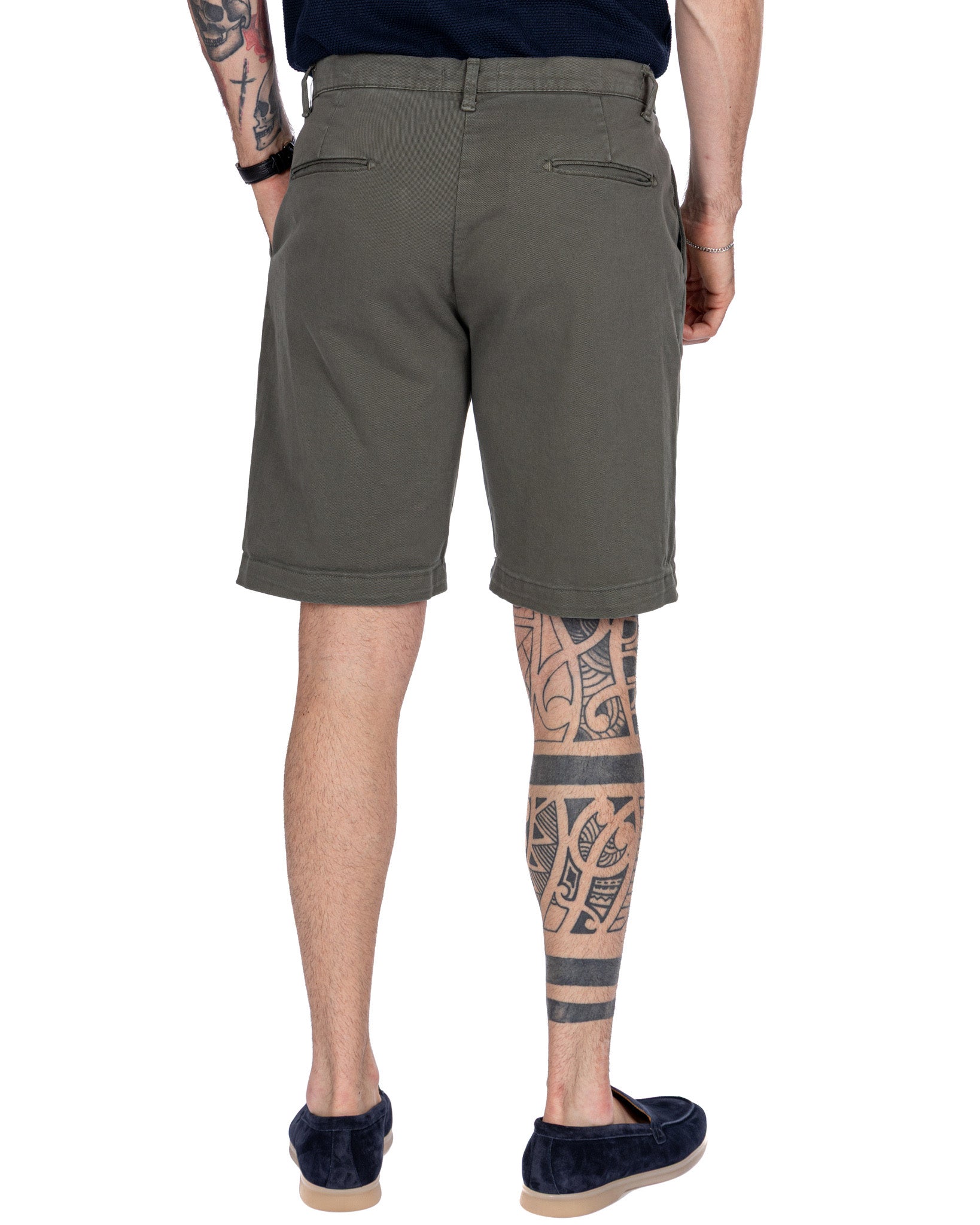 Easton - bermuda militare vita alta con pinces