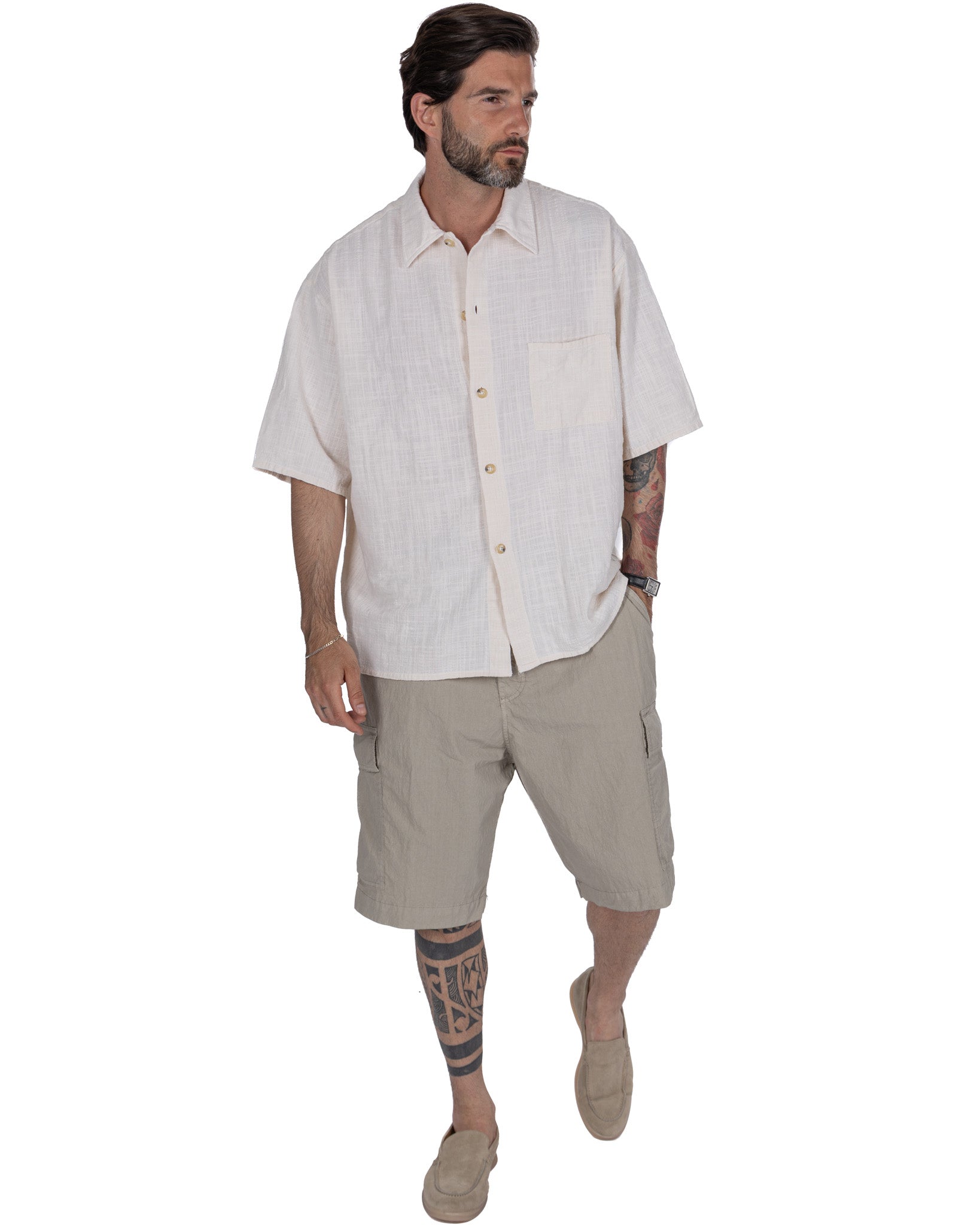 Madeira - camicia armaturata oversize panna