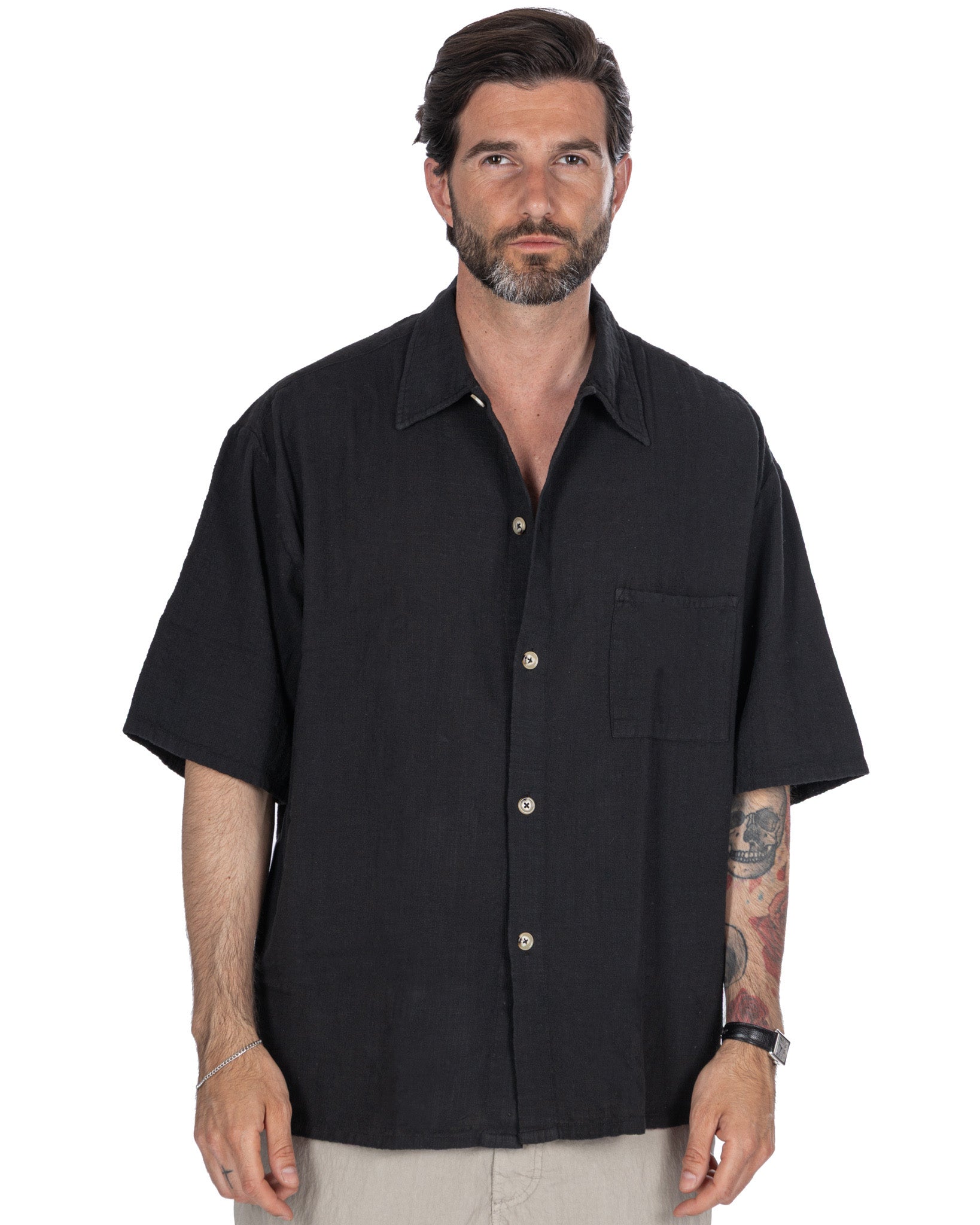 Madeira - Black Oversized Woven Shirt