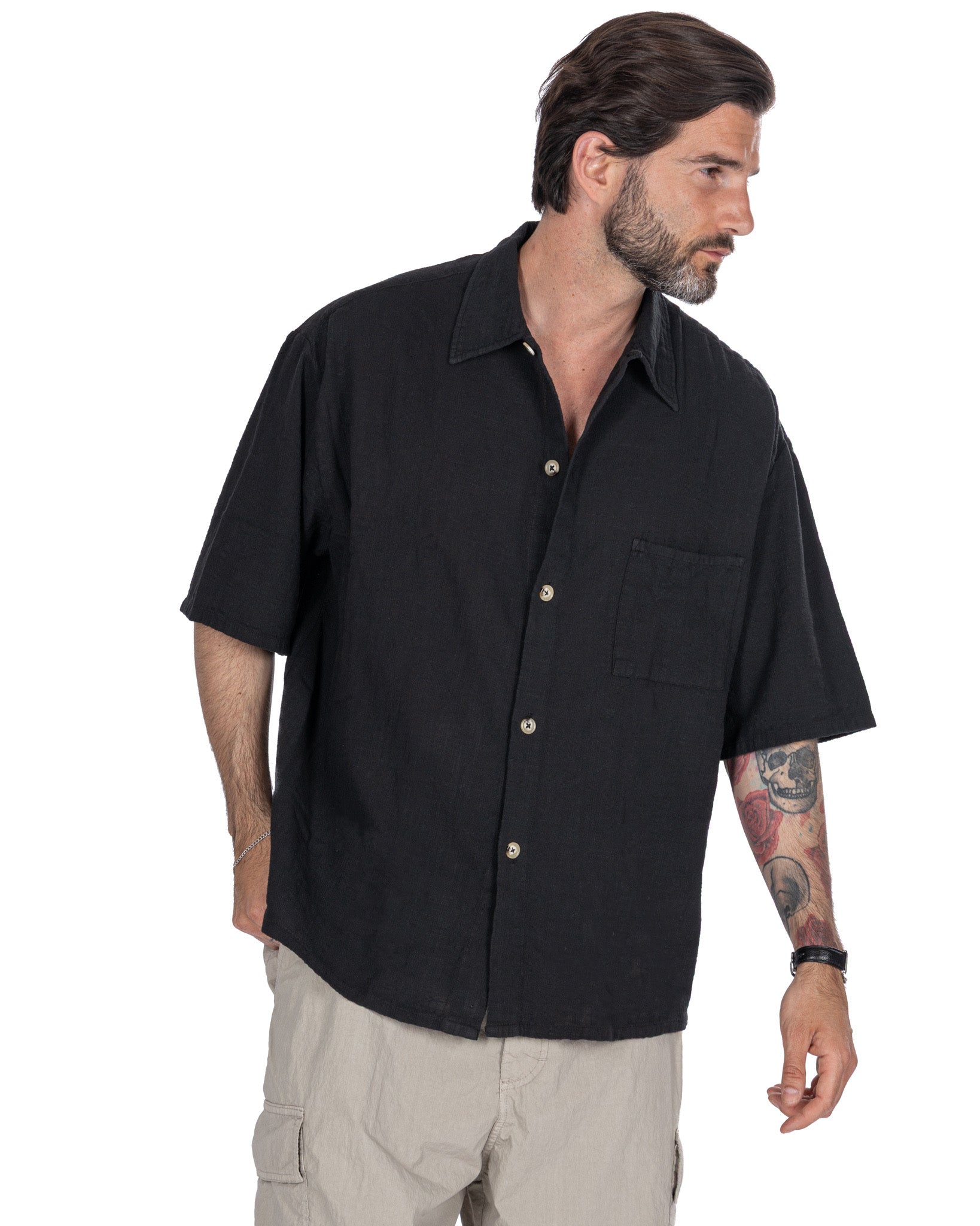 Madeira - Black Oversized Woven Shirt