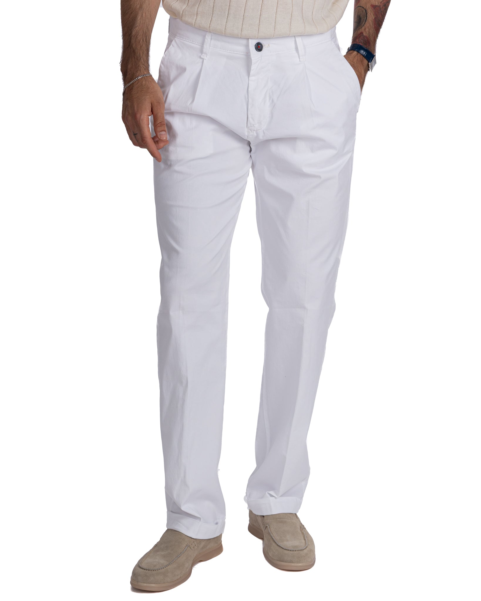 Seath - pantalone in cotone largo bianco