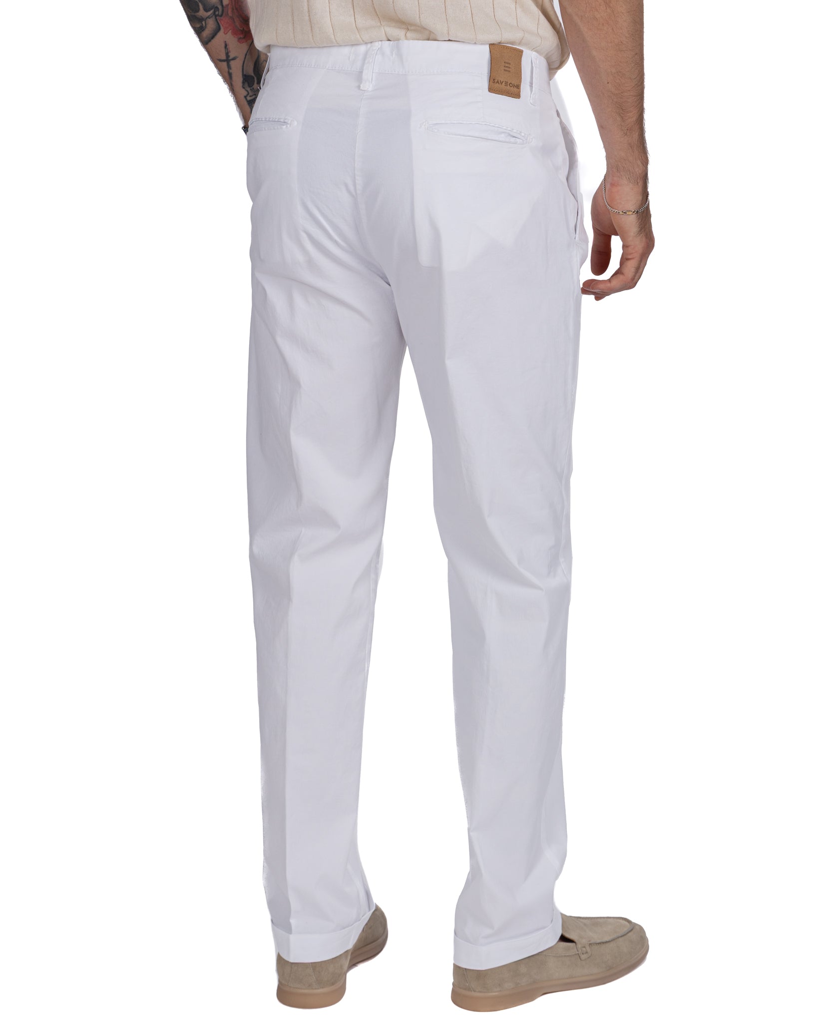Seath - pantalone in cotone largo bianco