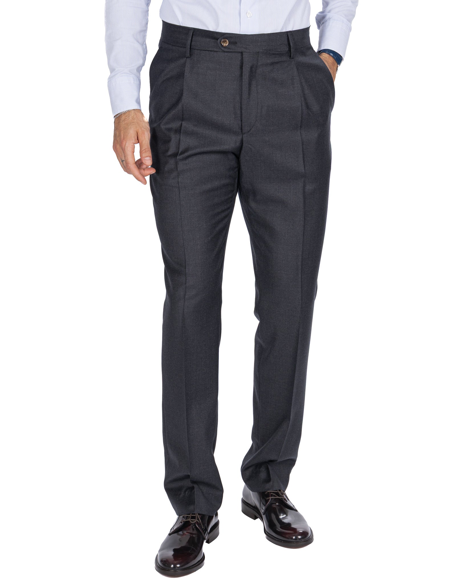 Pantalone Staten in lana Canonico antracite