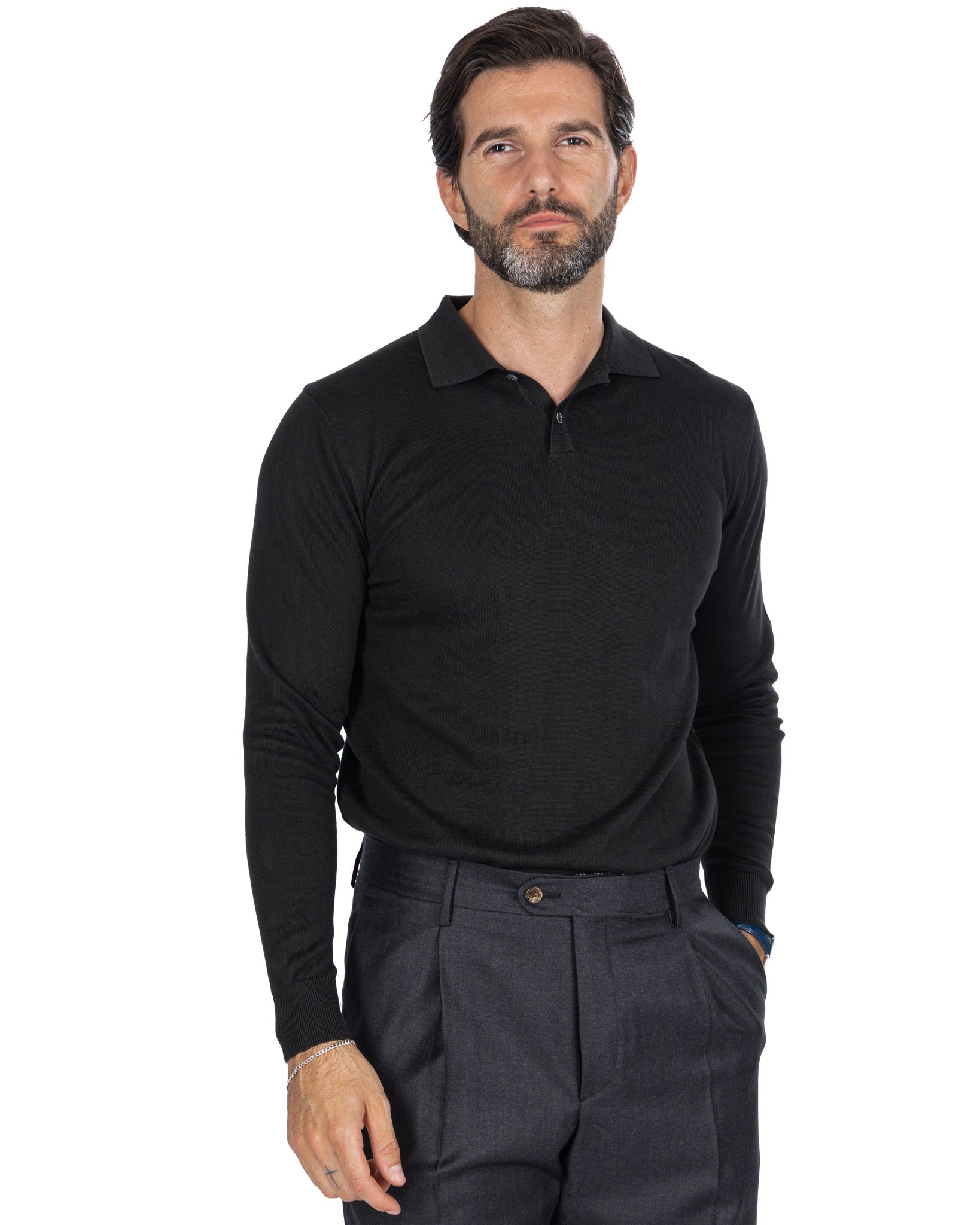 Andrey black cotton polo