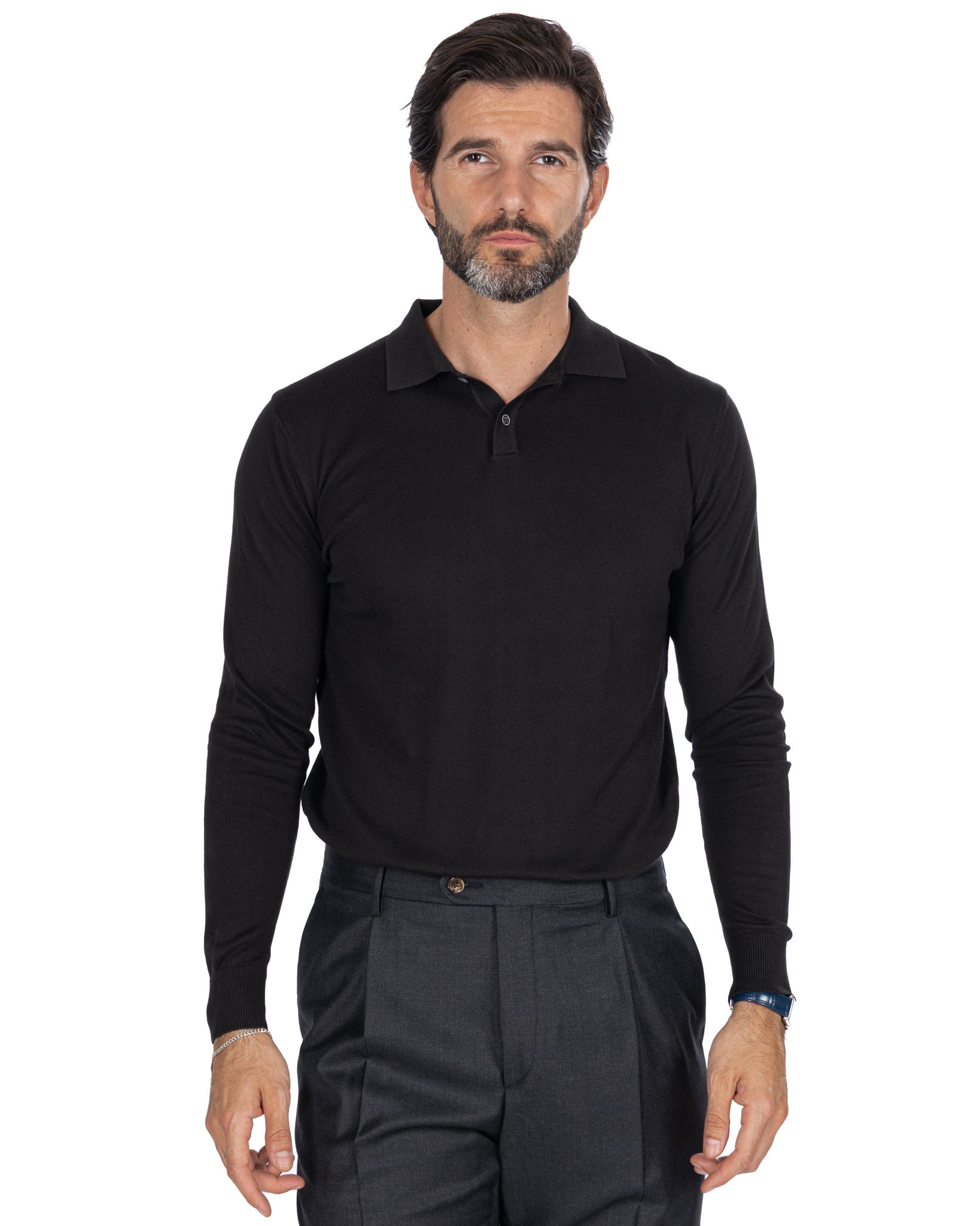 Andrey black cotton polo