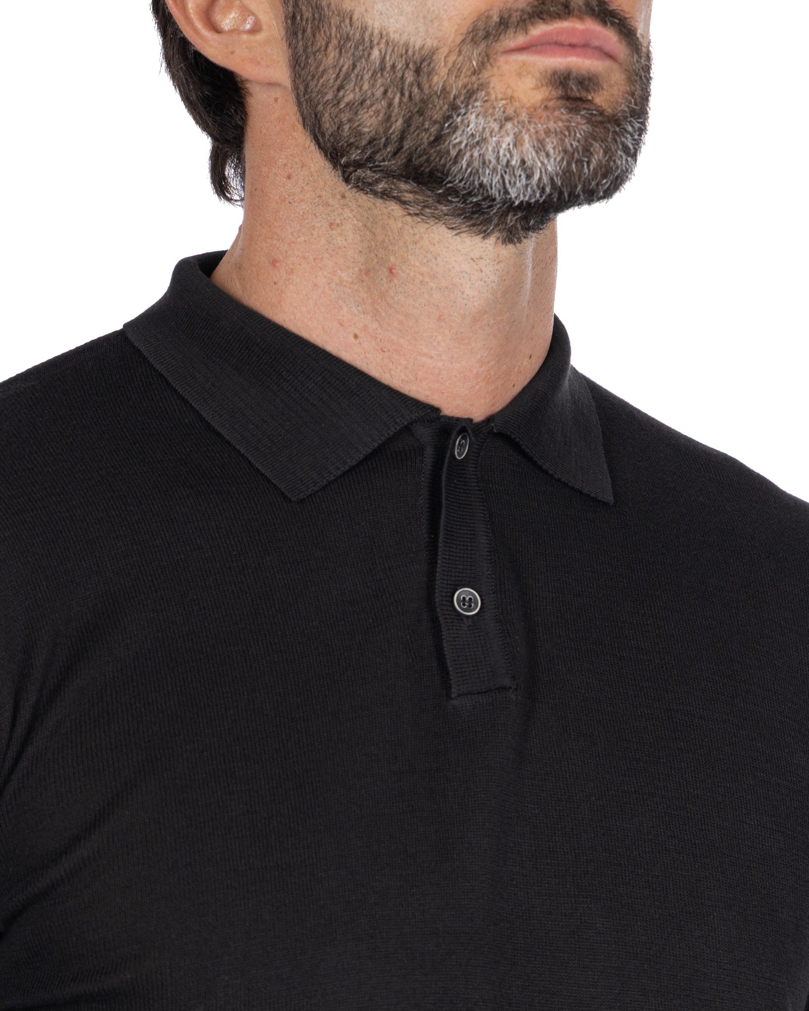 Andrey black cotton polo