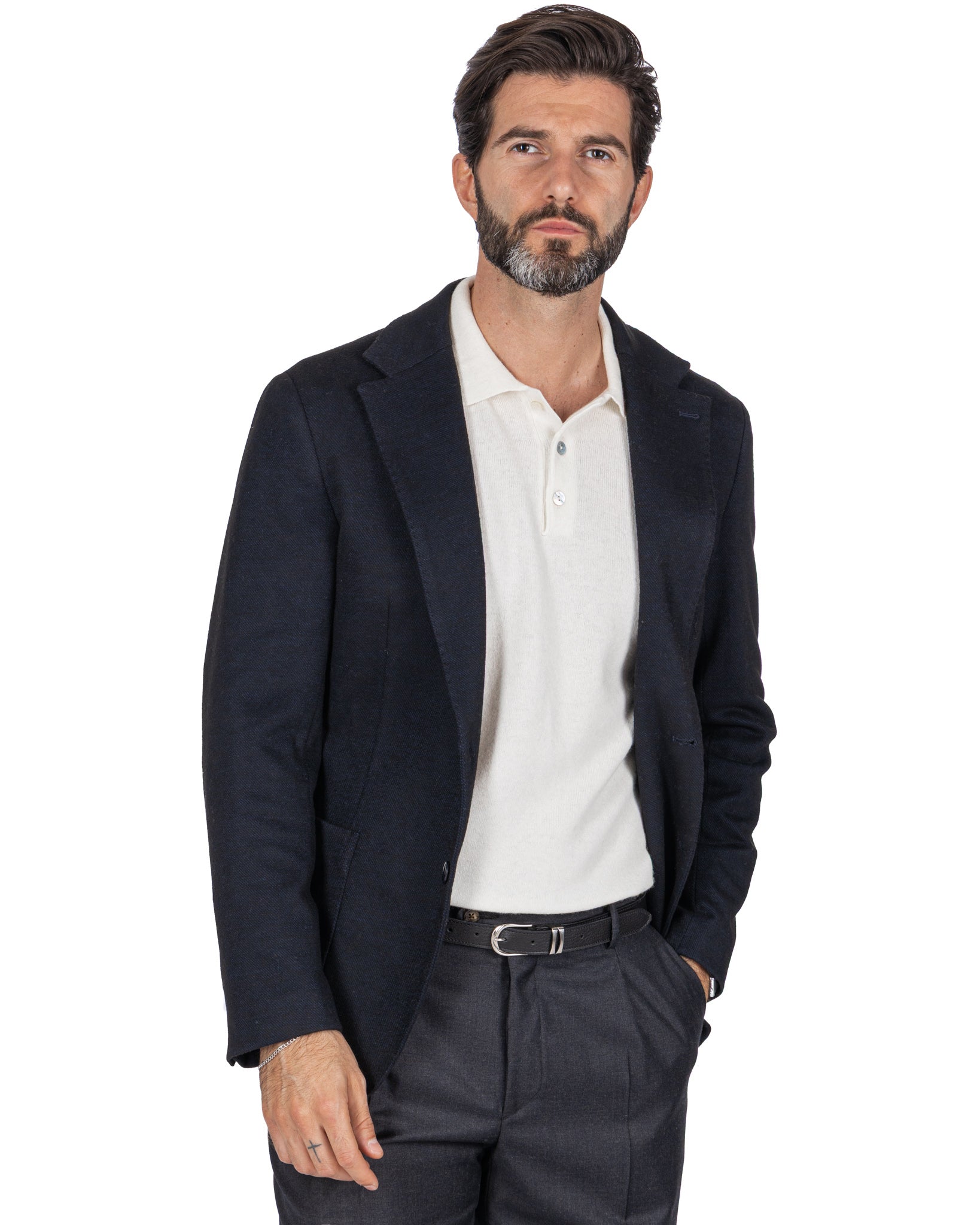 Ayrton jacket in blue twill