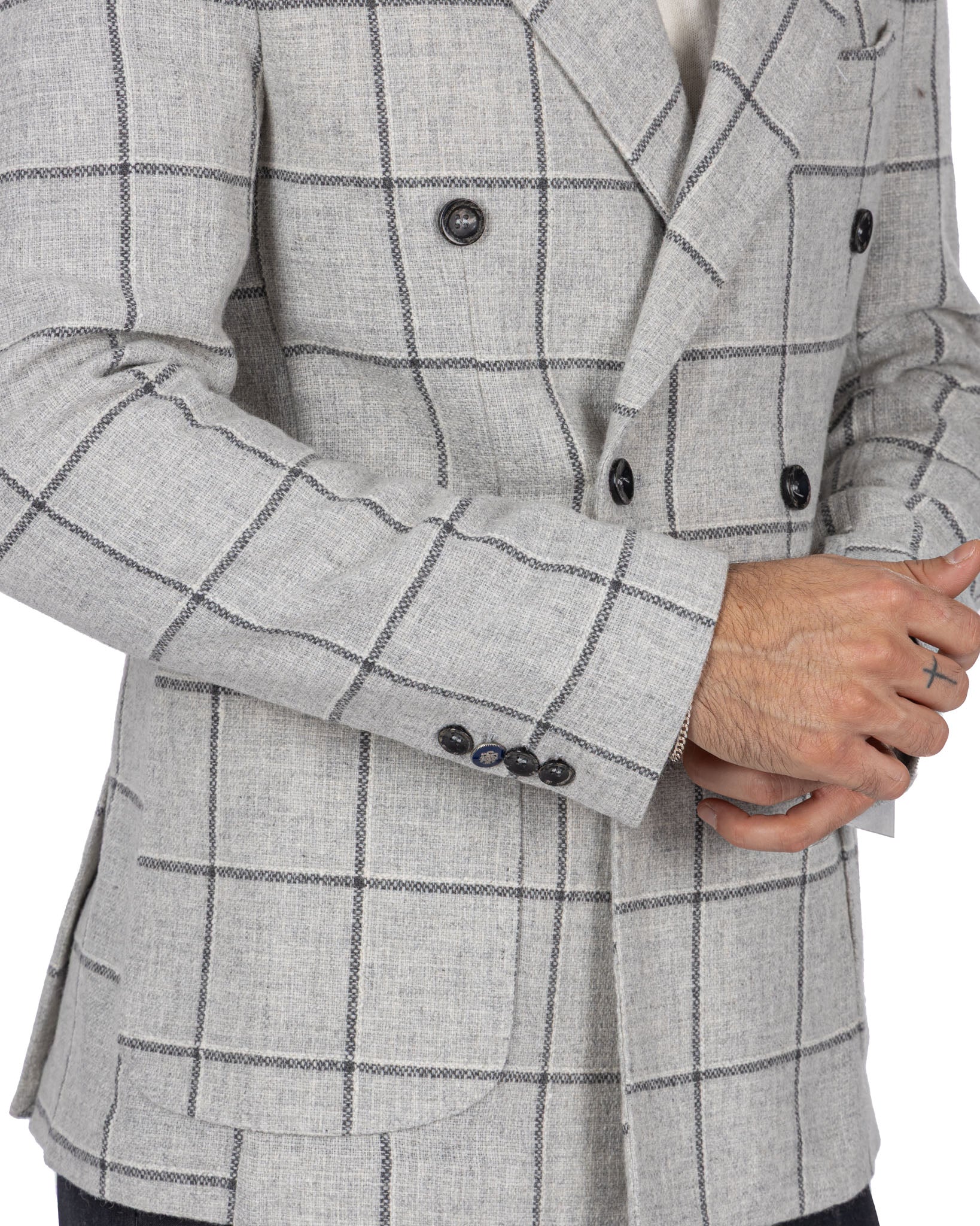 Veste croisée Fuji à carreaux gris